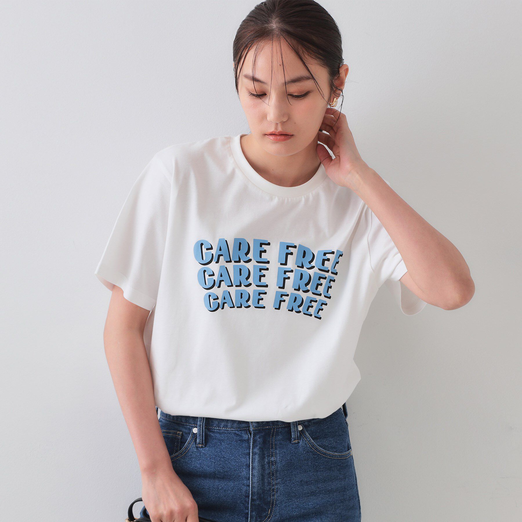 OPAQUE.CLIP「カラーロゴTシャツ【洗濯機洗い可】」|Tシャツ・カットソー|ホワイト(001)