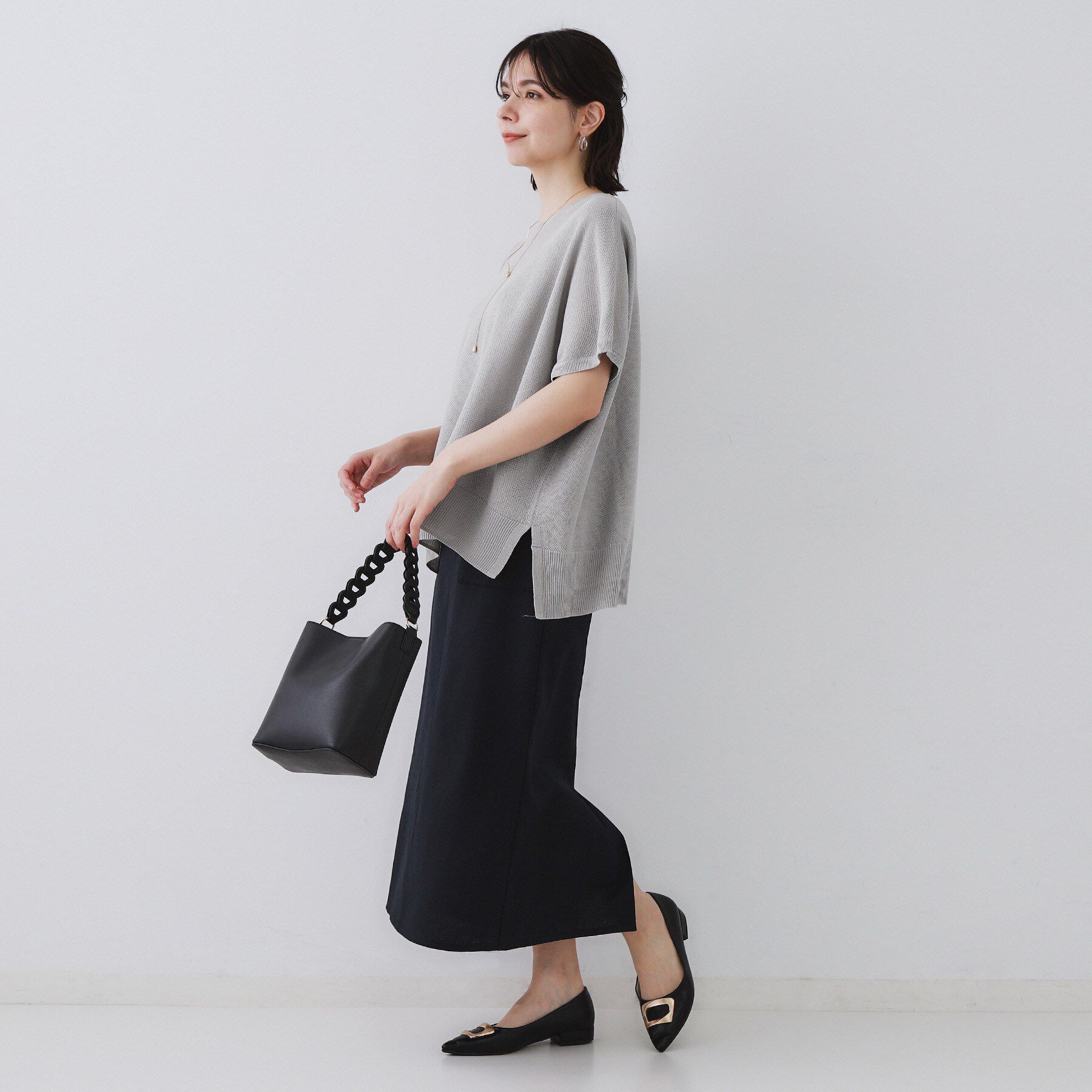 OPAQUE.CLIP「《5色展開/S-LLサイズ》リラクシーメッシュニット【洗濯機洗い可】」|ニット・セーター|