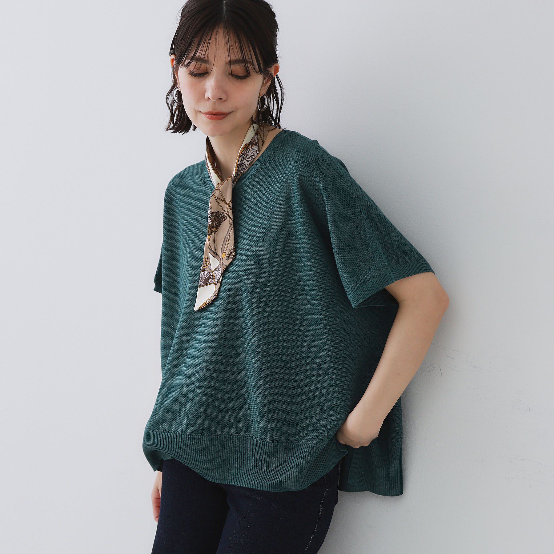 OPAQUE.CLIP「《5色展開/S-LLサイズ》リラクシーメッシュニット【洗濯機洗い可】」|ニット・セーター|