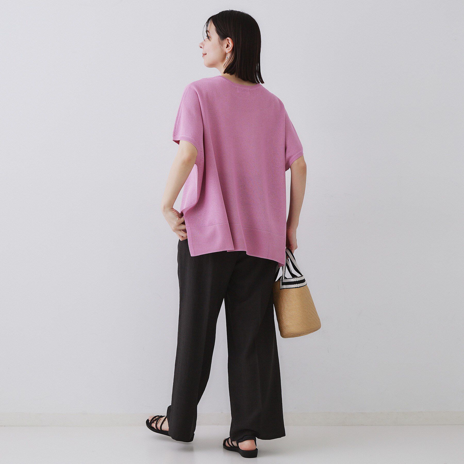 OPAQUE.CLIP「《5色展開/S-LLサイズ》リラクシーメッシュニット【洗濯機洗い可】」|ニット・セーター|