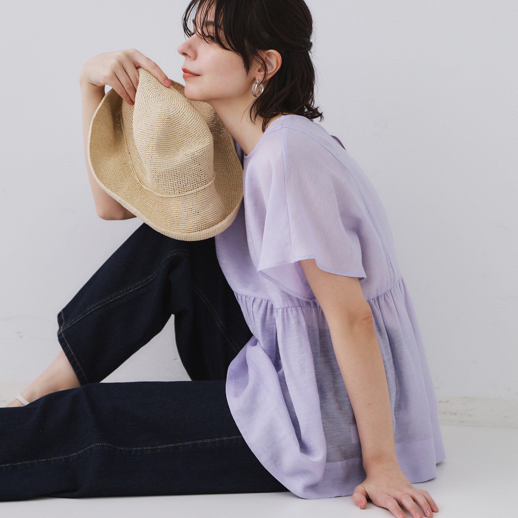 OPAQUE.CLIP「麻混シアーペプラムブラウス【洗濯機洗い可】」|シャツ・ブラウス|