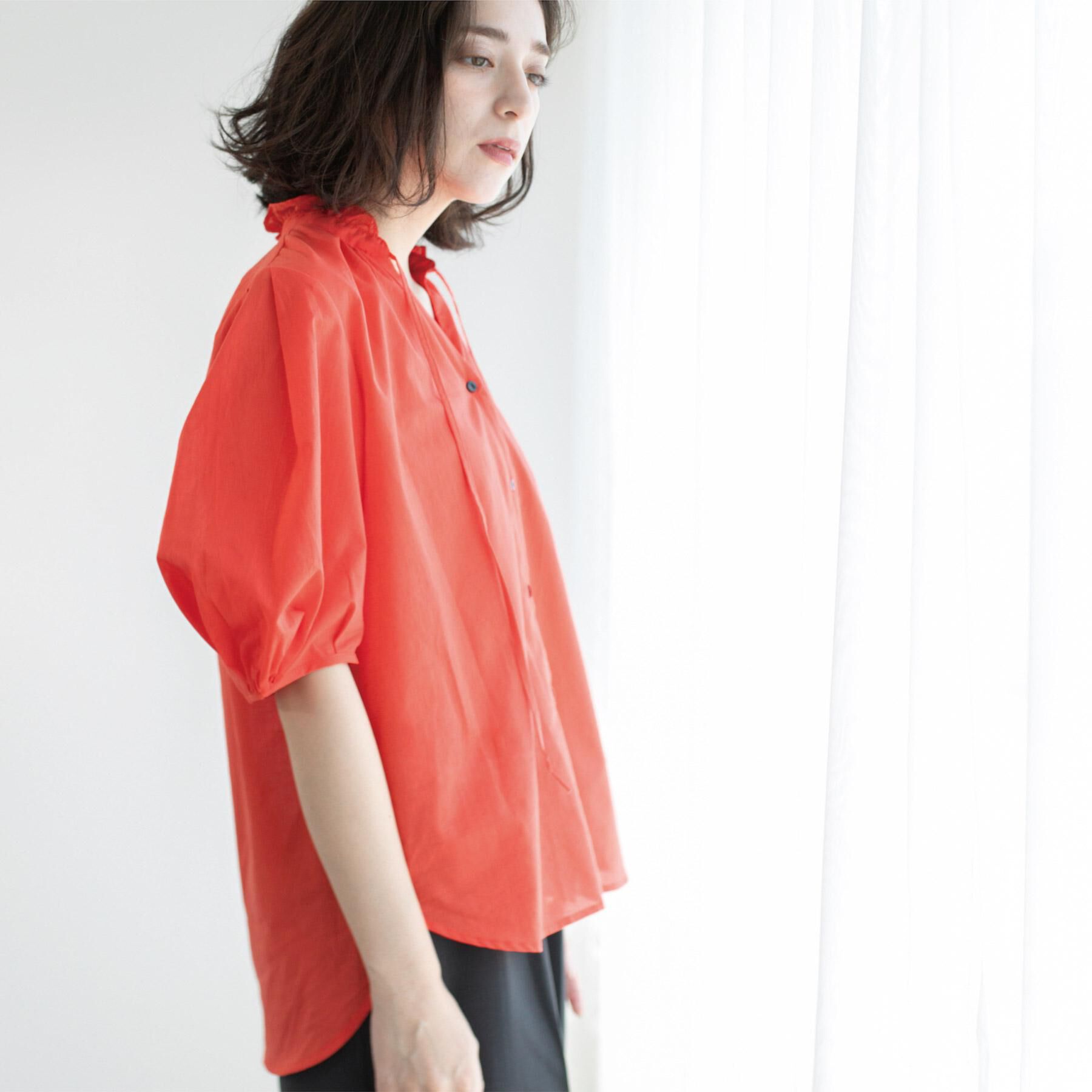 OPAQUE.CLIP「シアーフリルネックブラウス【洗濯機洗い可】」|シャツ・ブラウス|