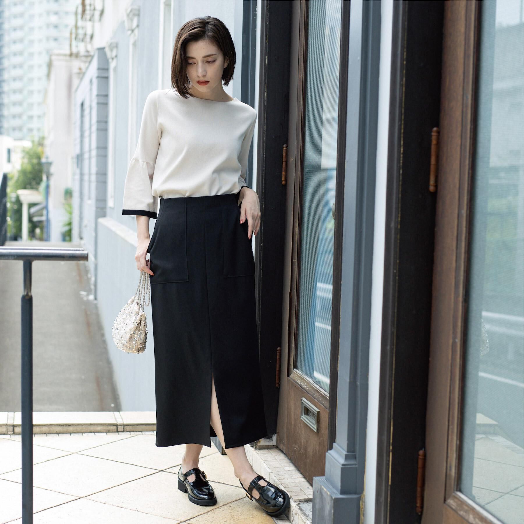 OPAQUE.CLIP「ストレッチダブルポケットタイトスカート【洗える】」|スカート|