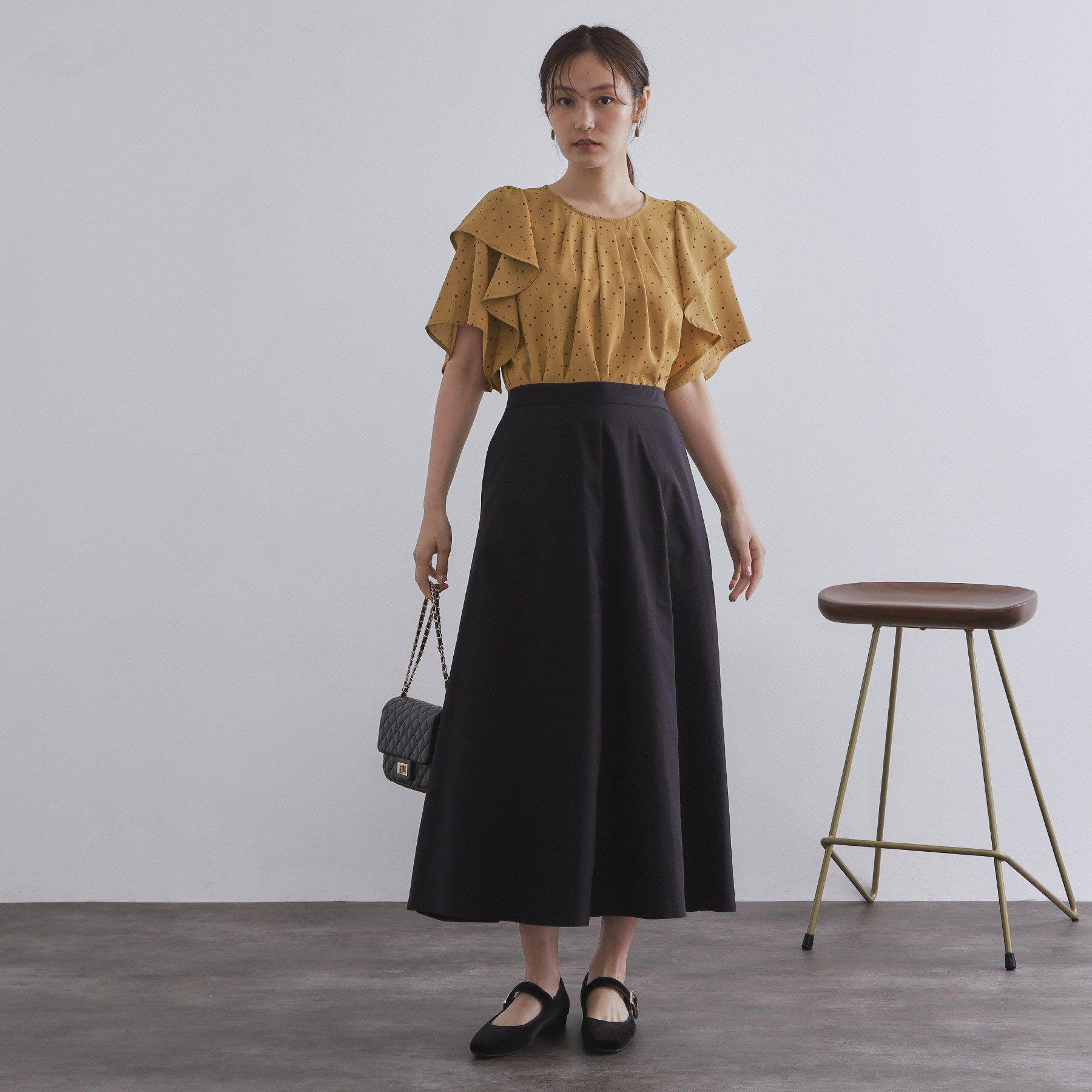 OPAQUE.CLIP「ランダムドットフリルブラウス【洗濯機洗い可】」|シャツ・ブラウス|