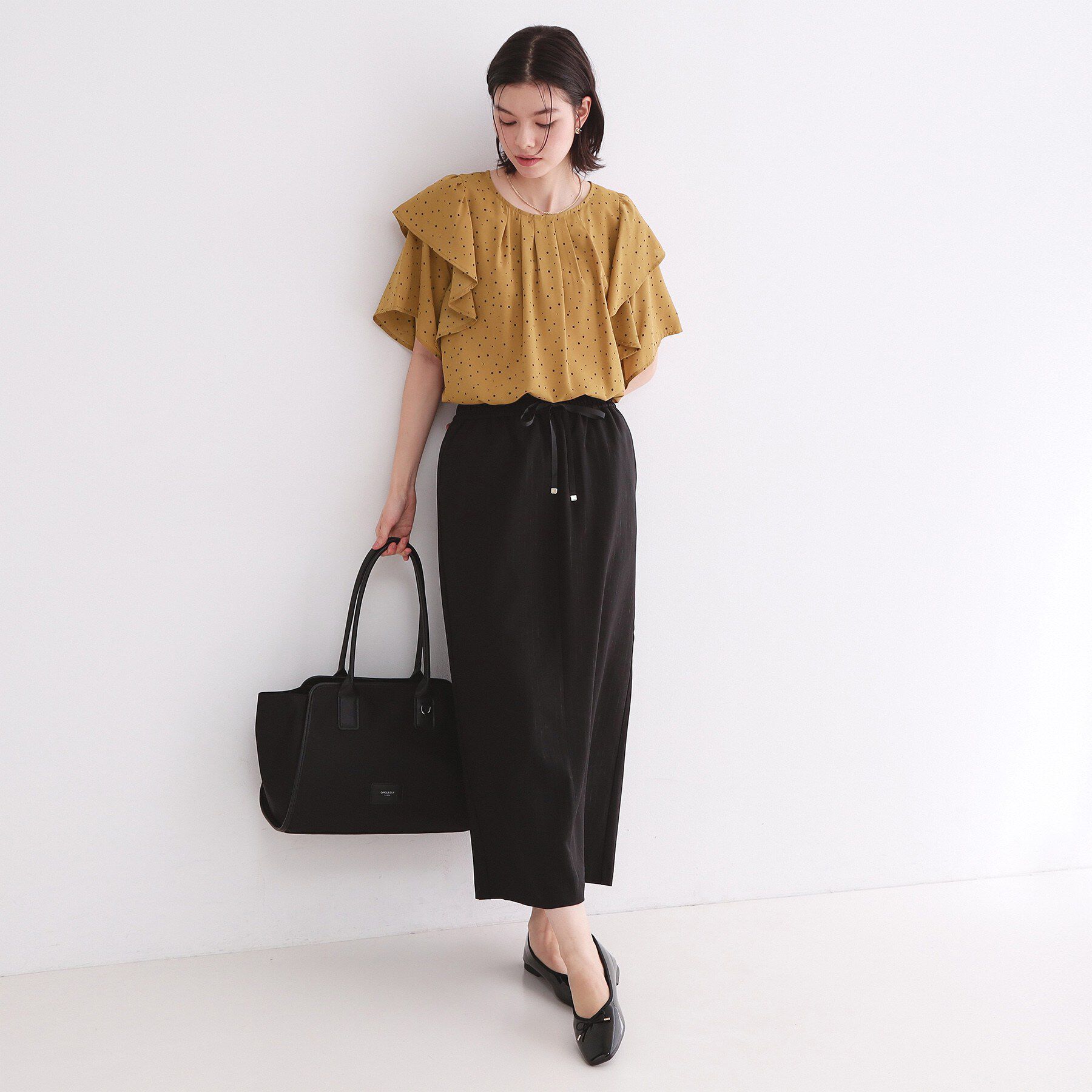 OPAQUE.CLIP「ランダムドットフリルブラウス【洗濯機洗い可】」|シャツ・ブラウス|