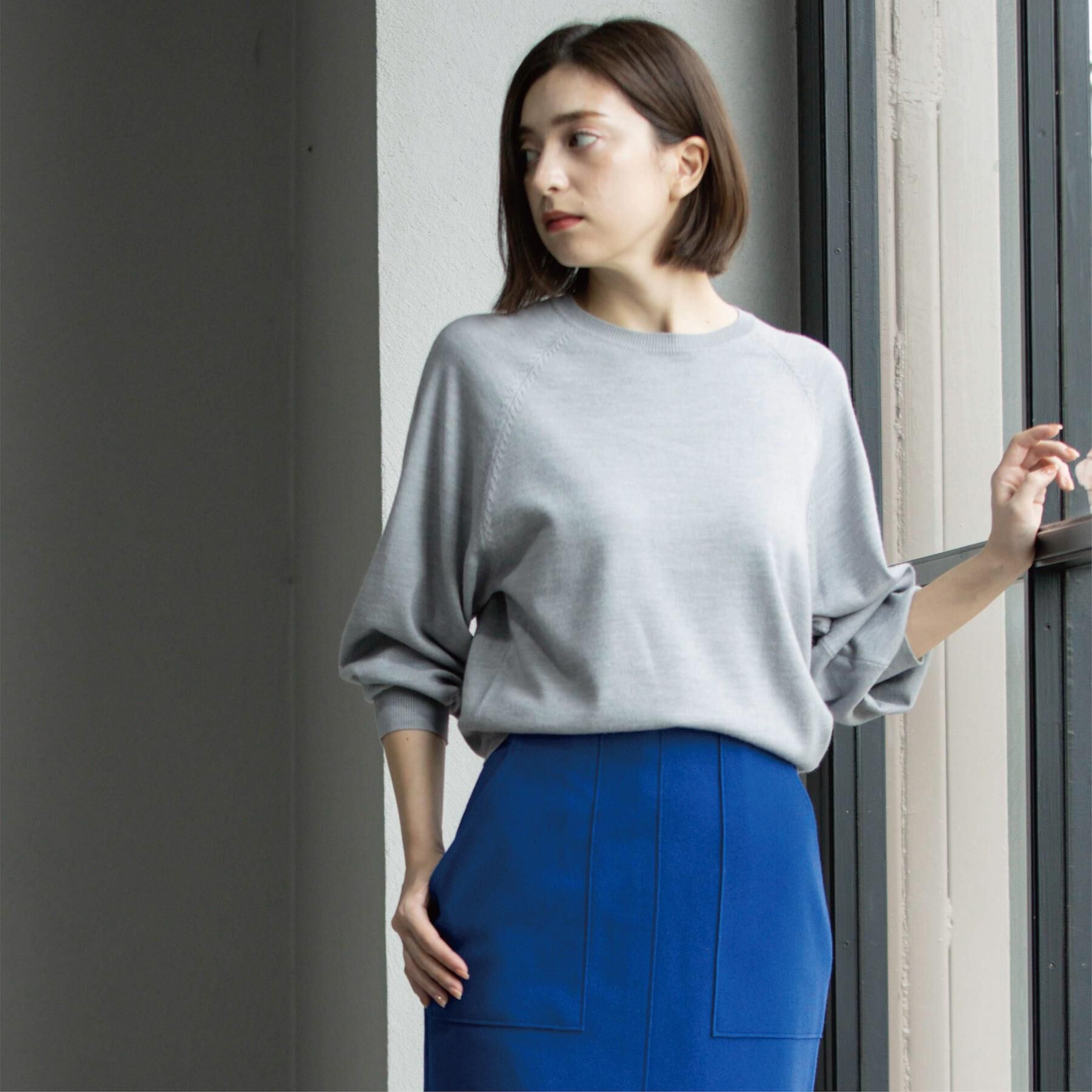 OPAQUE.CLIP「ラグランクルーネックニット/エクストラファインメリノウール【THEシリーズ/洗濯機OK】」|ニット・セーター|