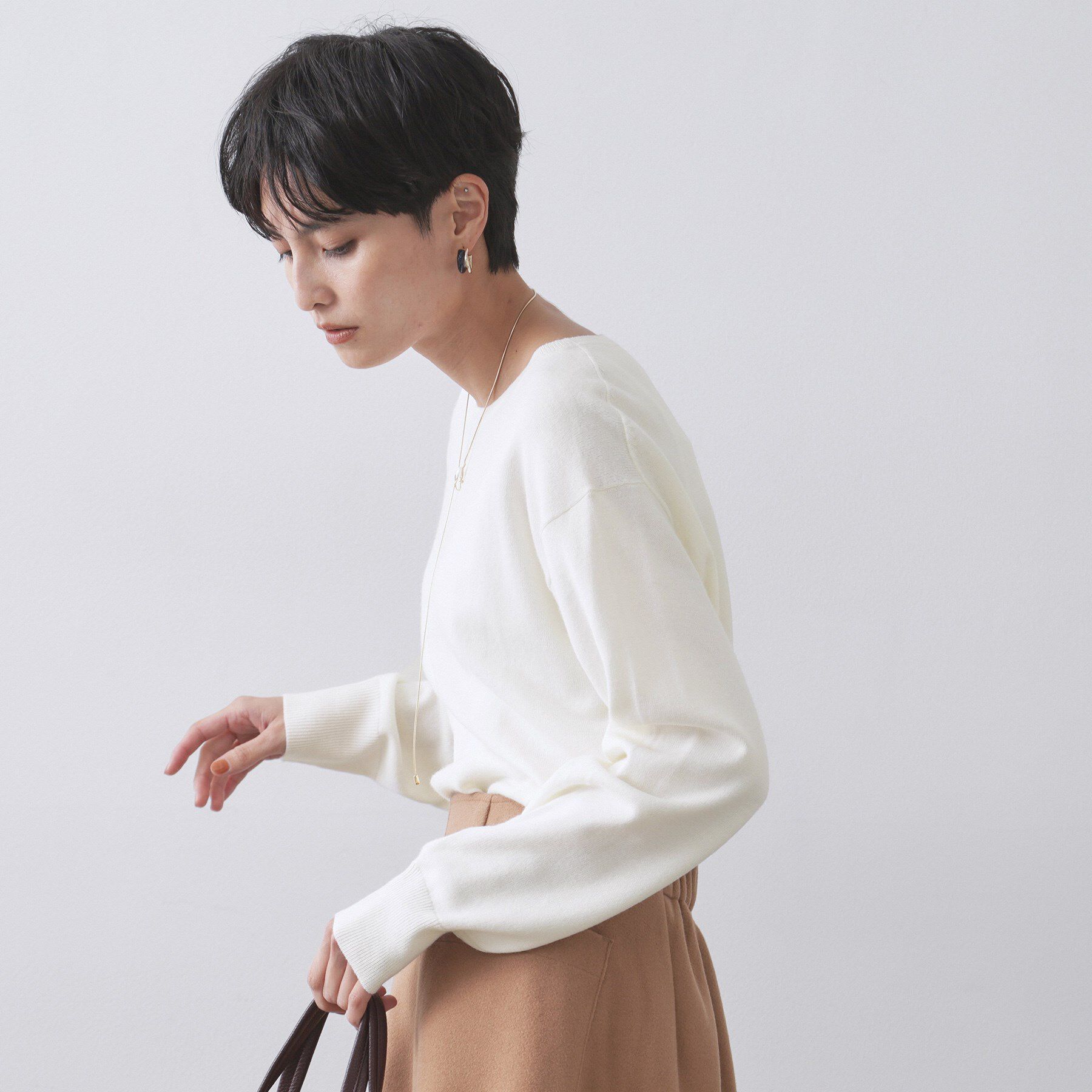 OPAQUE.CLIP「ボートネックニット/エクストラファインメリノウール【THEシリーズ/洗濯機OK】」|ニット・セーター|