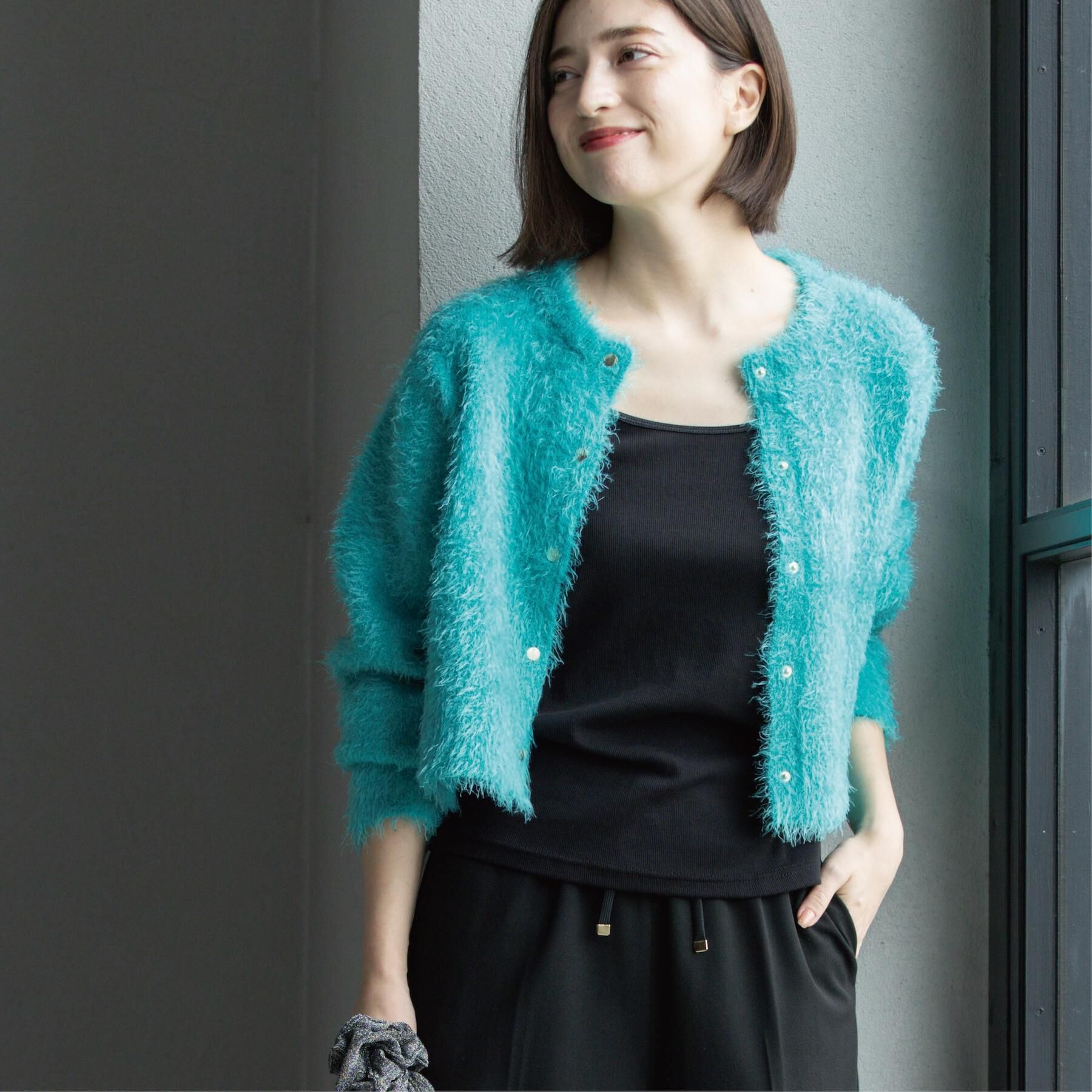 OPAQUE.CLIP「シャギーショートカーディガン【洗濯機OK】《6col》」|カーディガン|