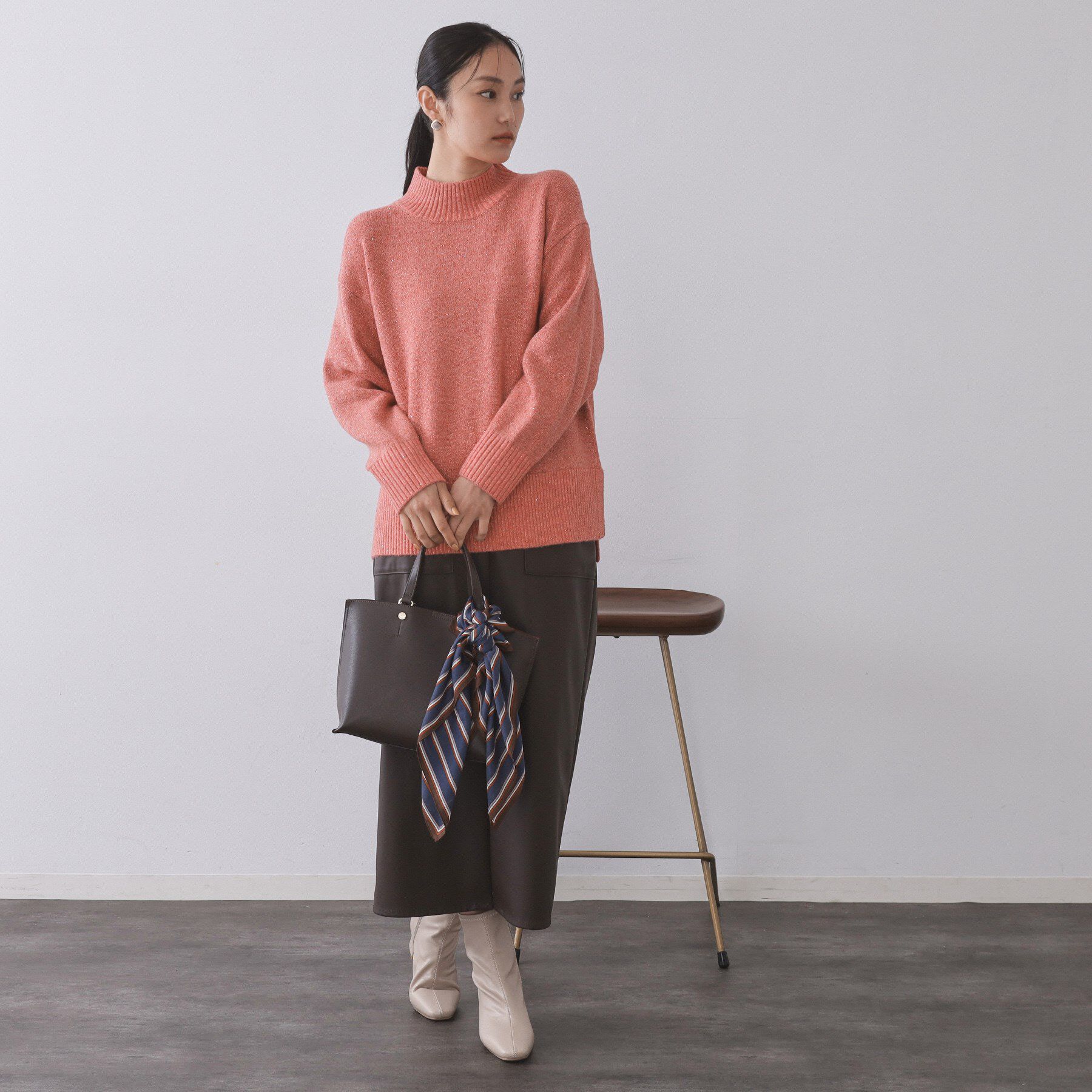 OPAQUE.CLIP「ラメスパンコールハイネックニット/セットアップ対応可【洗濯機OK】」|ニット・セーター|