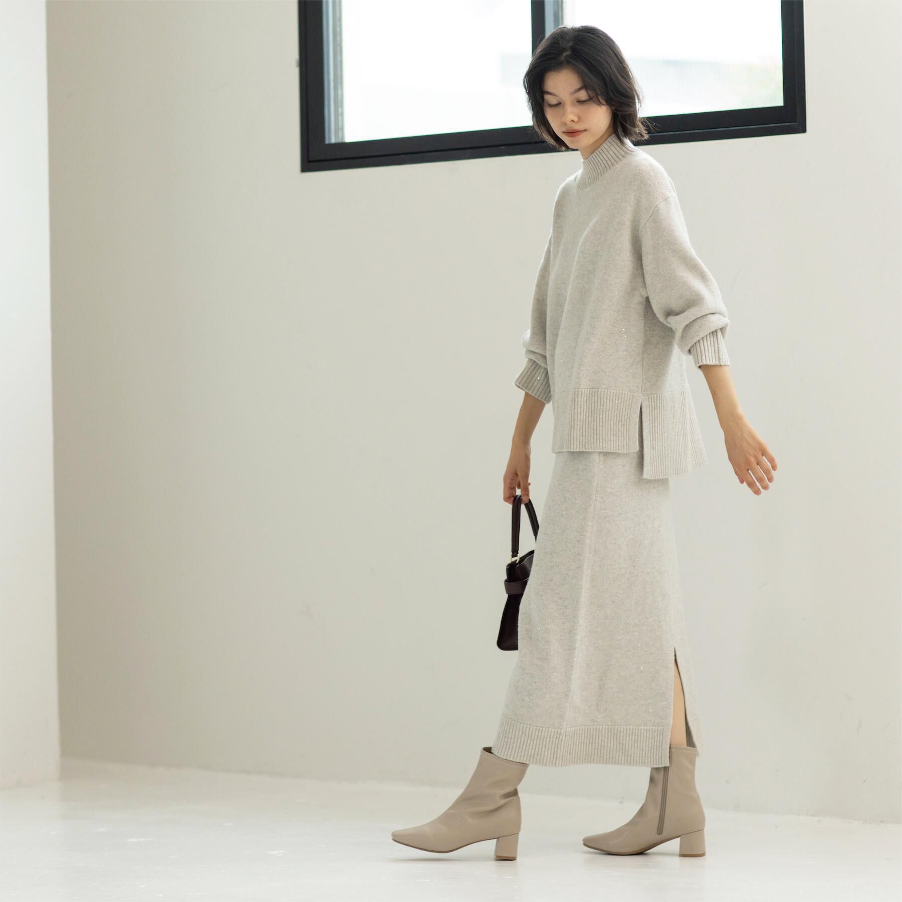 OPAQUE.CLIP「ラメスパンコールハイネックニット/セットアップ対応可【洗濯機OK】」|ニット・セーター|