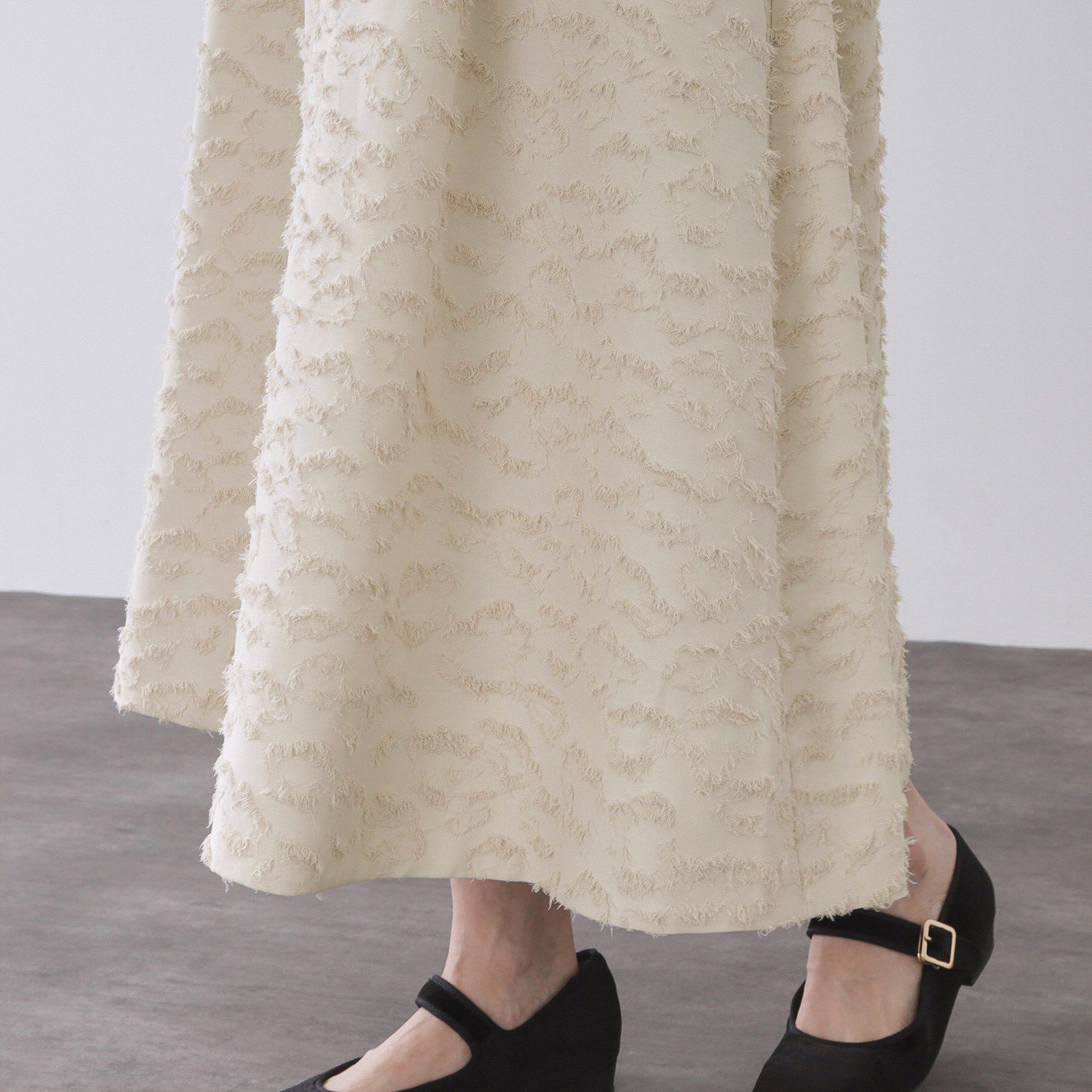 OPAQUE.CLIP「フェザージャカードタックフレアスカート【洗濯機OK】」|スカート|