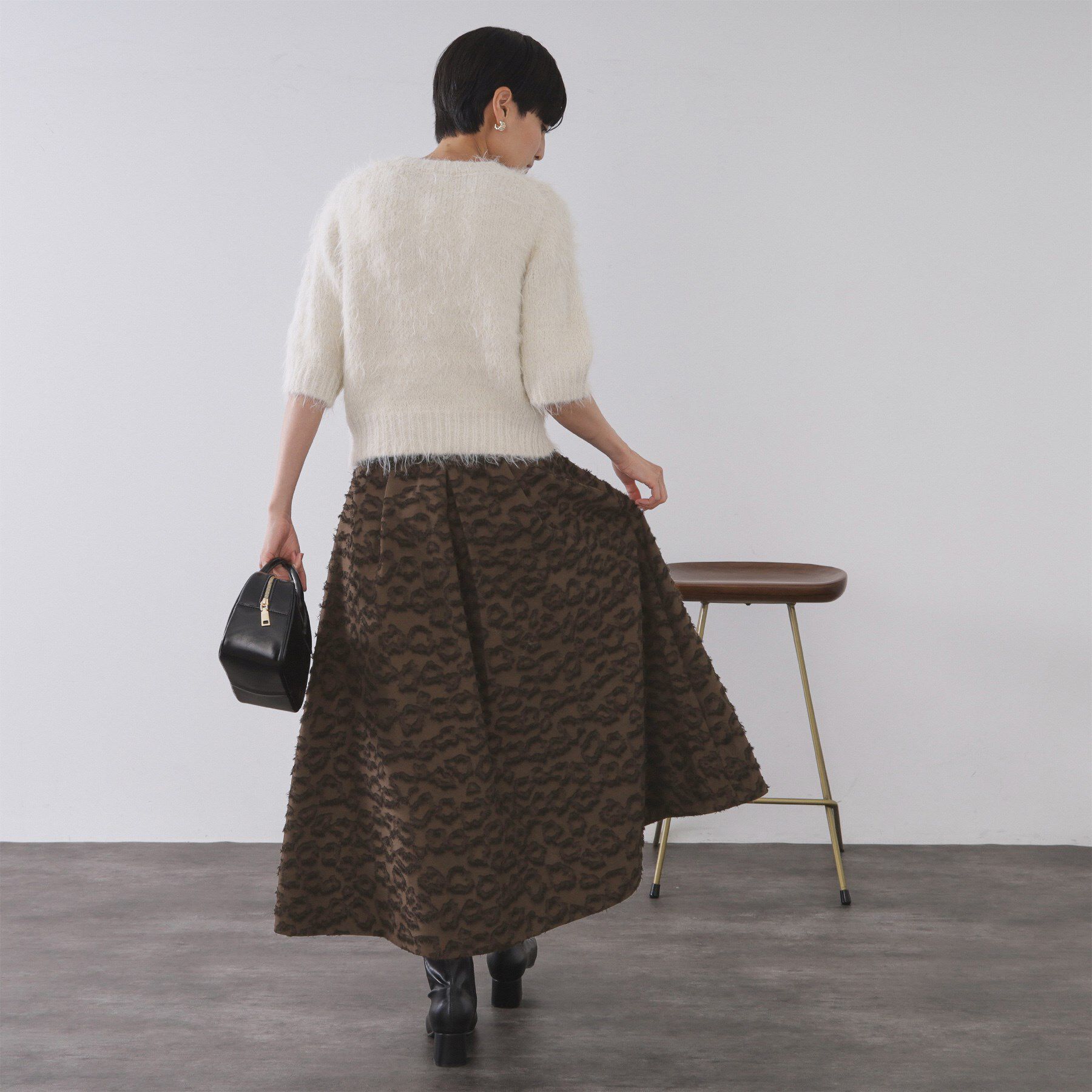 OPAQUE.CLIP「フェザージャカードタックフレアスカート【洗濯機OK】」|スカート|