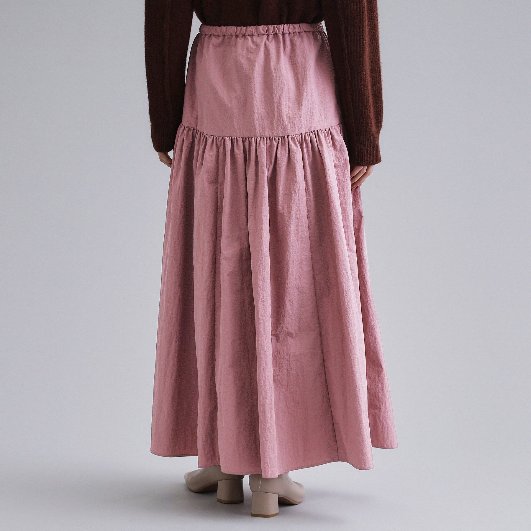 OPAQUE.CLIP「【es】ナイロンティアードマキシスカート【洗濯機OK】」|スカート|