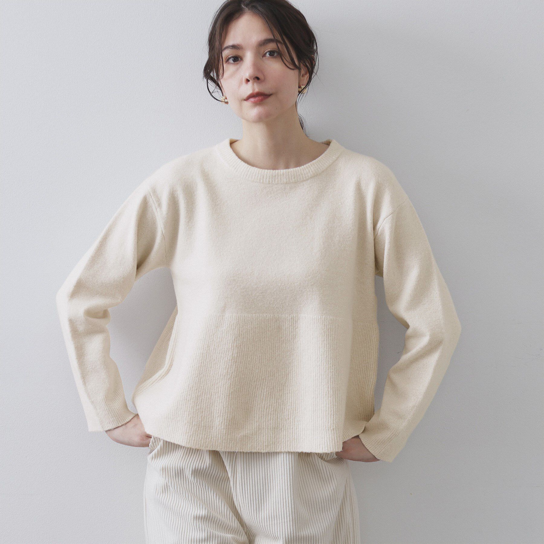 OPAQUE.CLIP「ペプラムニット【洗濯機OK】」|ニット・セーター|ライトベージュ(05