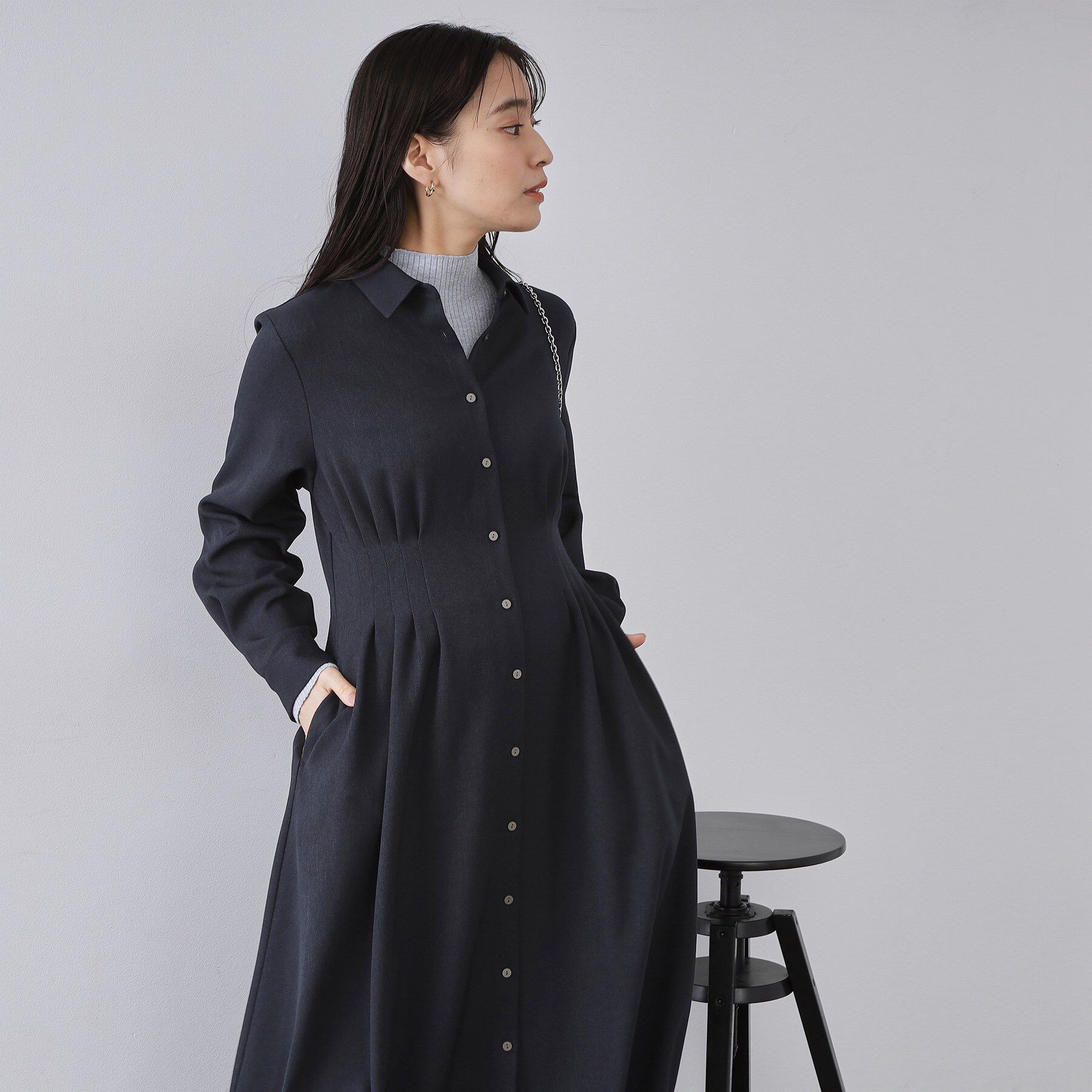 OPAQUE.CLIP「ウエストタックフィット＆フレアワンピース【洗濯機OK】」|ワンピース|