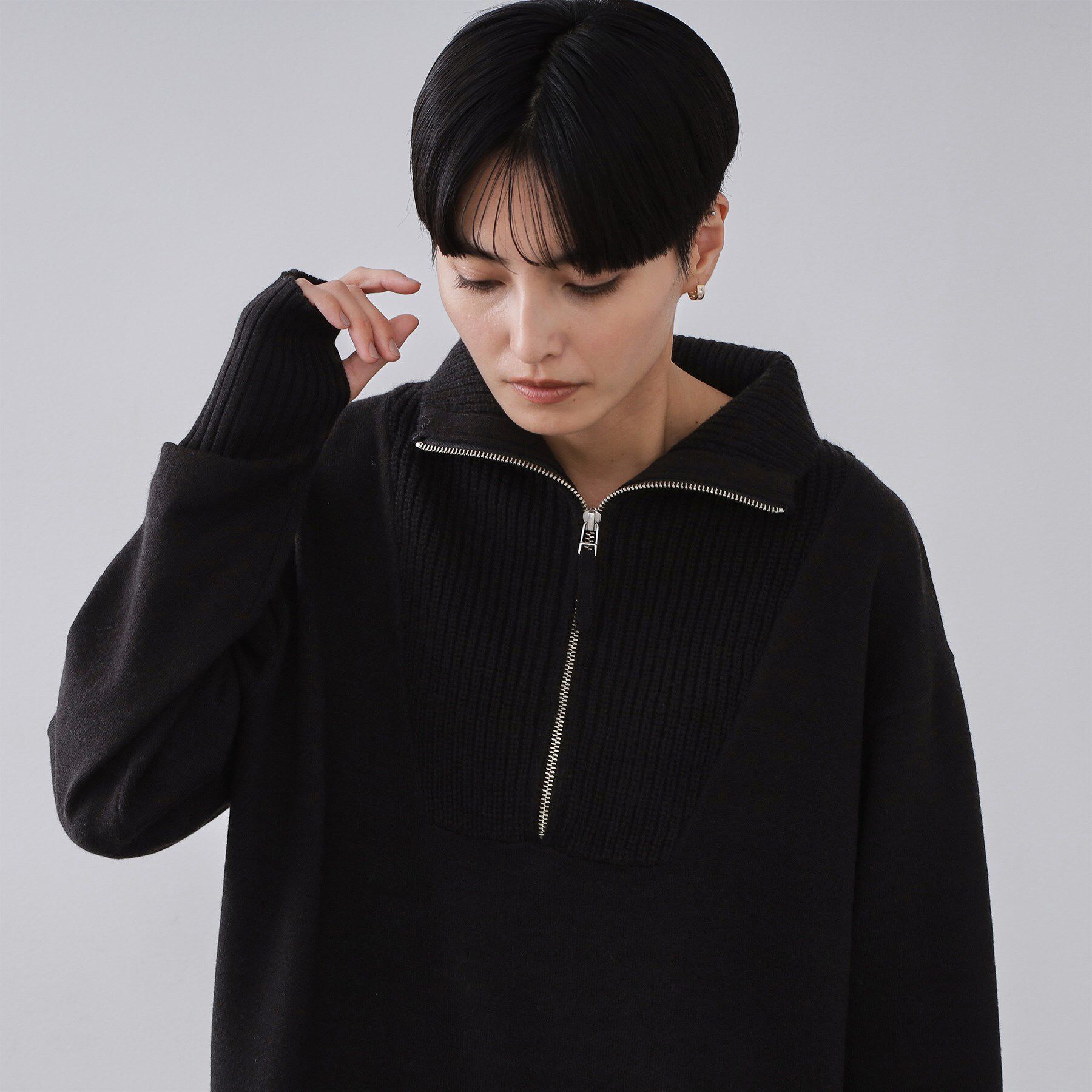 OPAQUE.CLIP「ハーフジップニットワンピース【洗濯機OK】」|ワンピース|