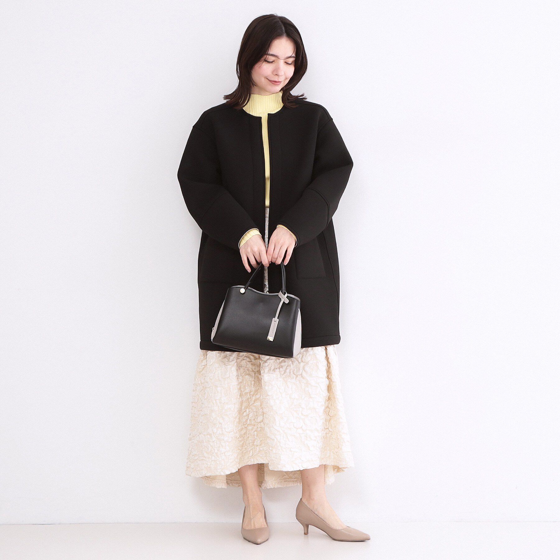 OPAQUE.CLIP「リバーシブル配色ノーカラーコート【洗濯機OK】」|ノーカラーコート|