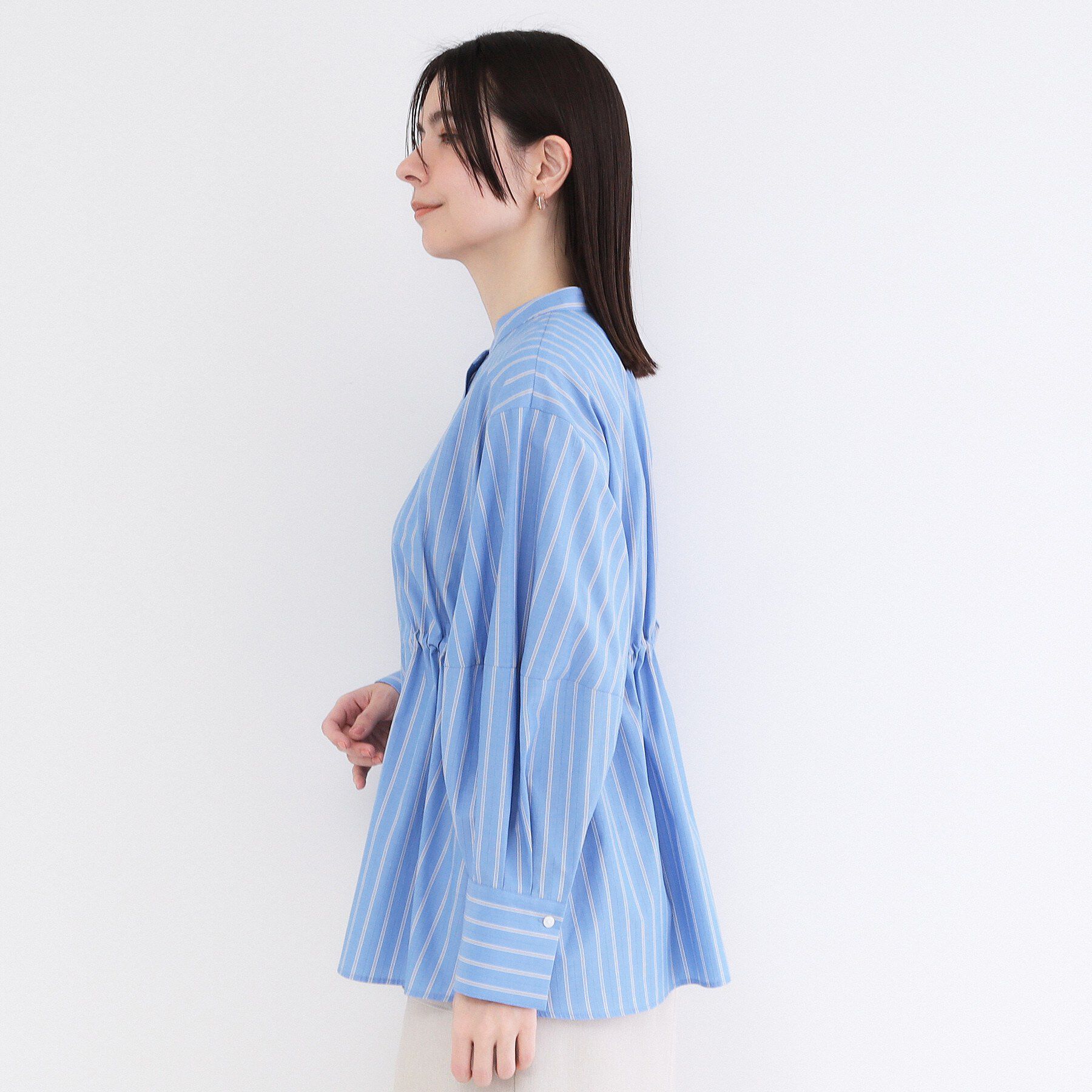 OPAQUE.CLIP「ストライプペプラムデザインブラウス【洗濯機OK】」|シャツ・ブラウス|