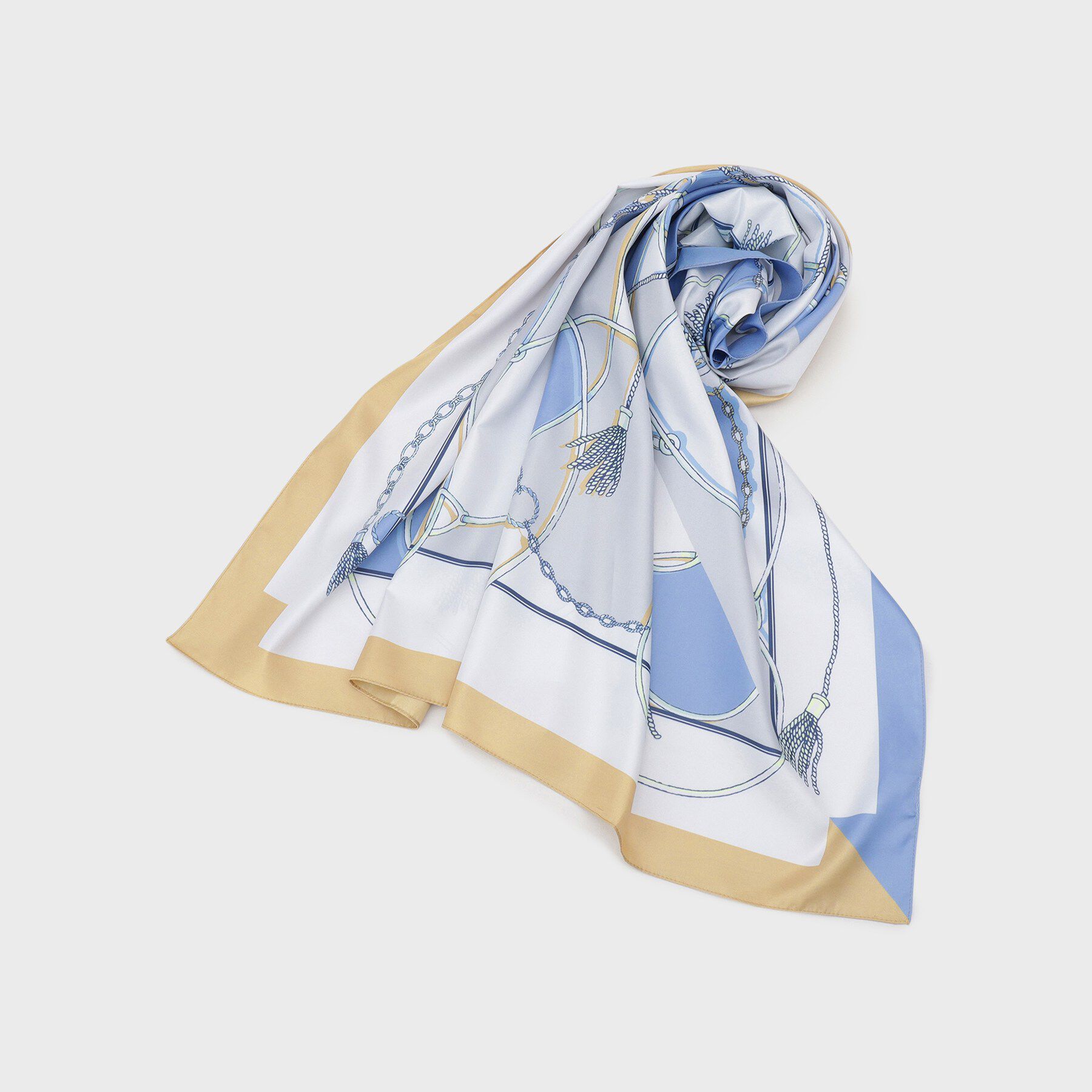 OPAQUE.CLIP「タッセル柄大判ストール」|ストール|ブルー(092)