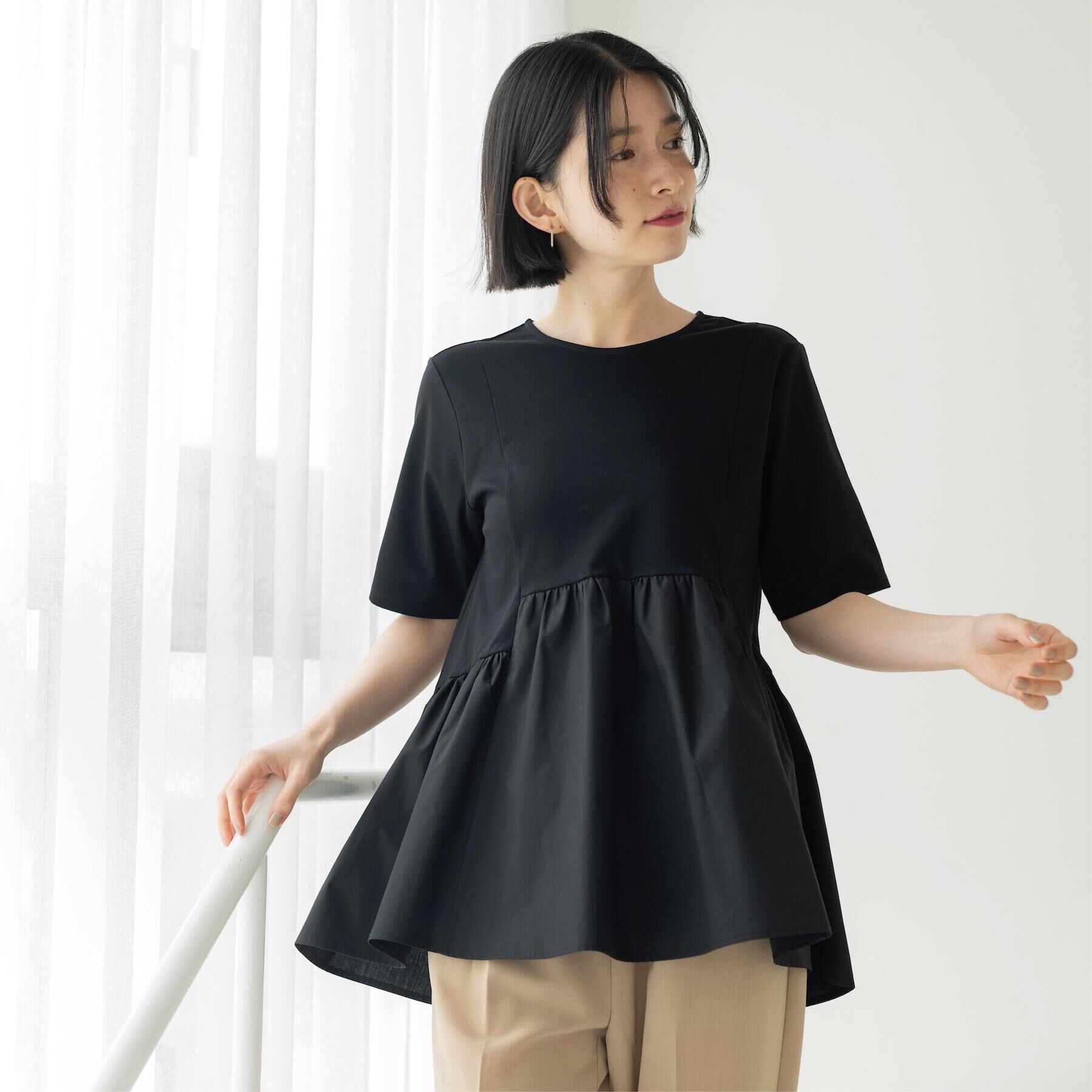 OPAQUE.CLIP「ペプラムドッキングカットソー【洗濯機OK】」|Tシャツ・カットソー|