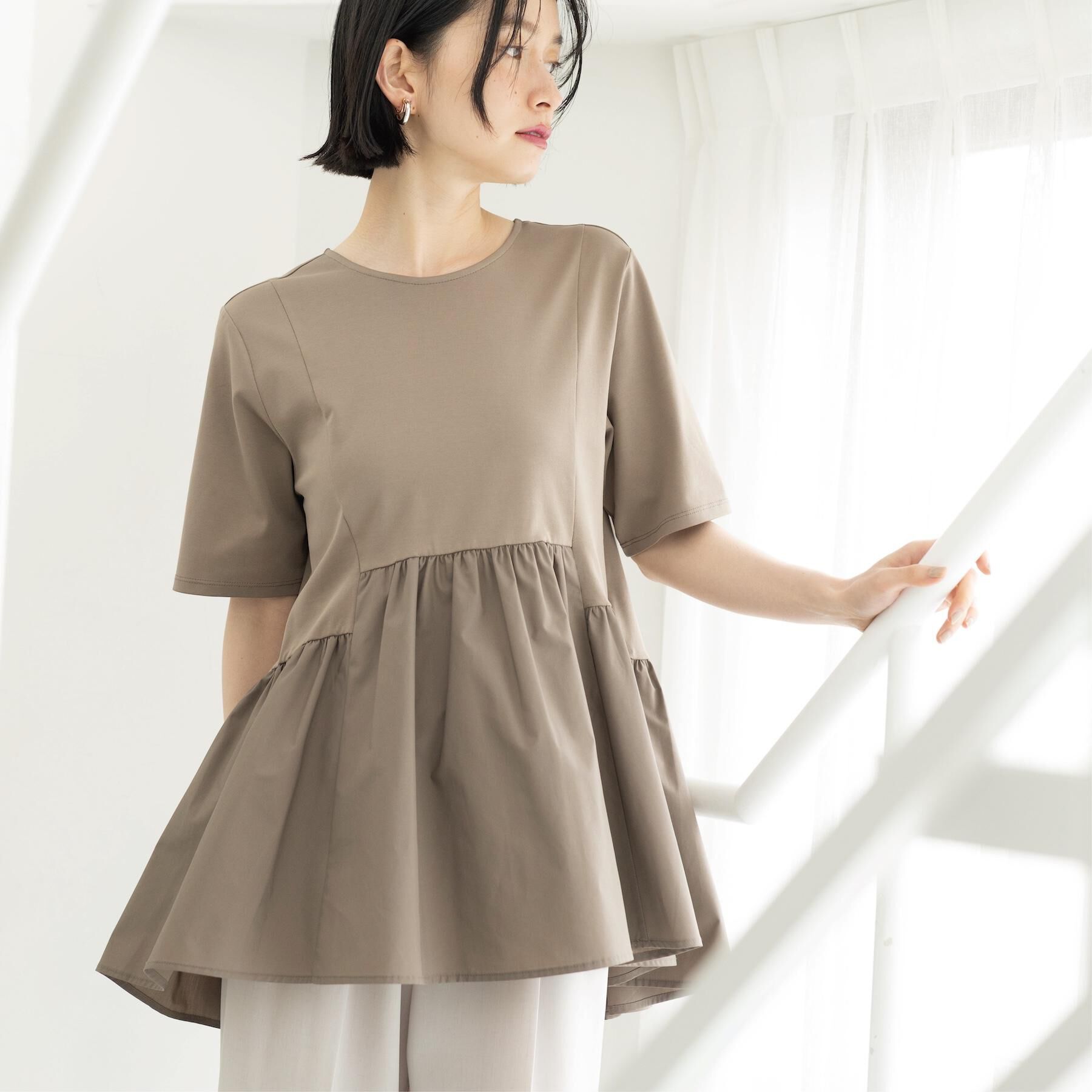 OPAQUE.CLIP「ペプラムドッキングカットソー【洗濯機OK】」|Tシャツ・カットソー|