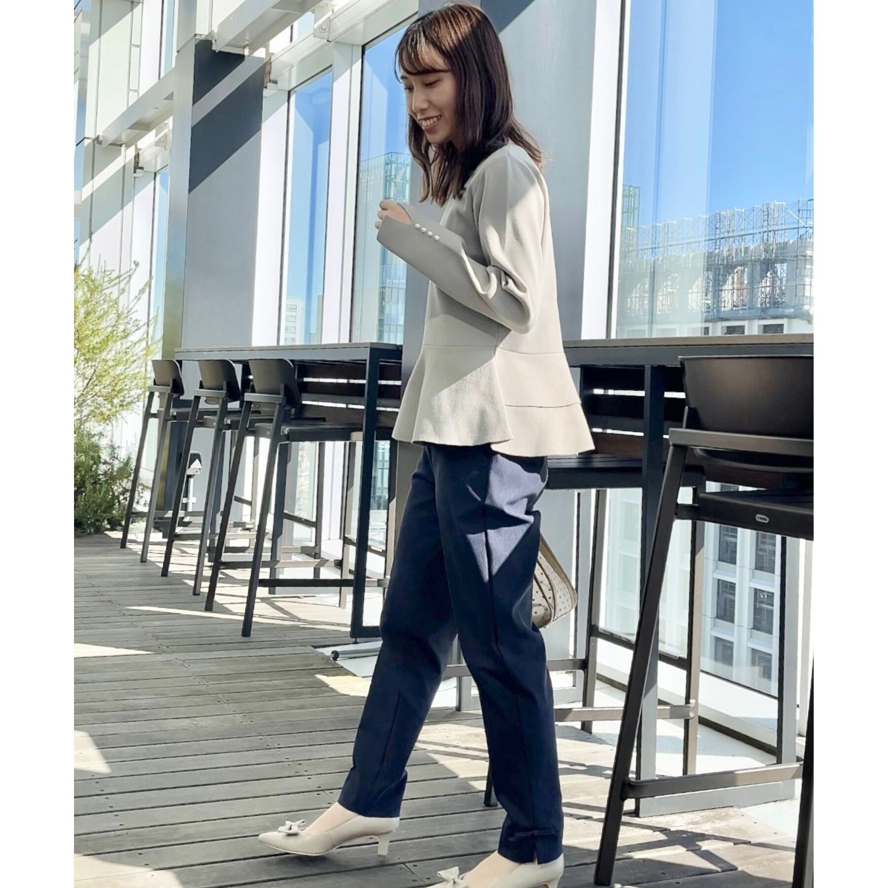 Couture broach「【大人可愛い・通勤】バックパール調ペプラムニット」|ニット・セーター|