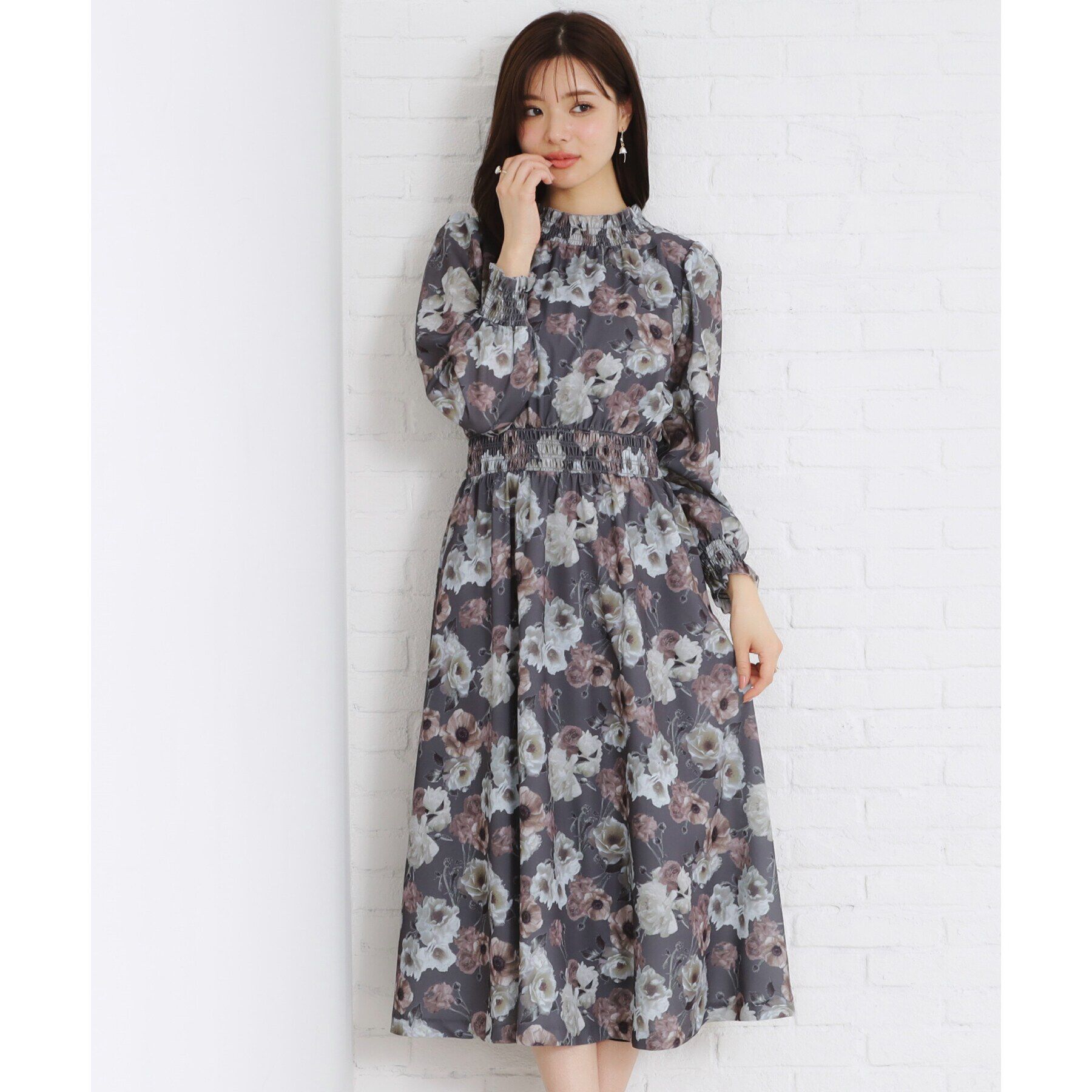 Couture broach「【大人フェミニン・一枚で着映える】Springフラワーシャーリングワンピ」|ワンピース|