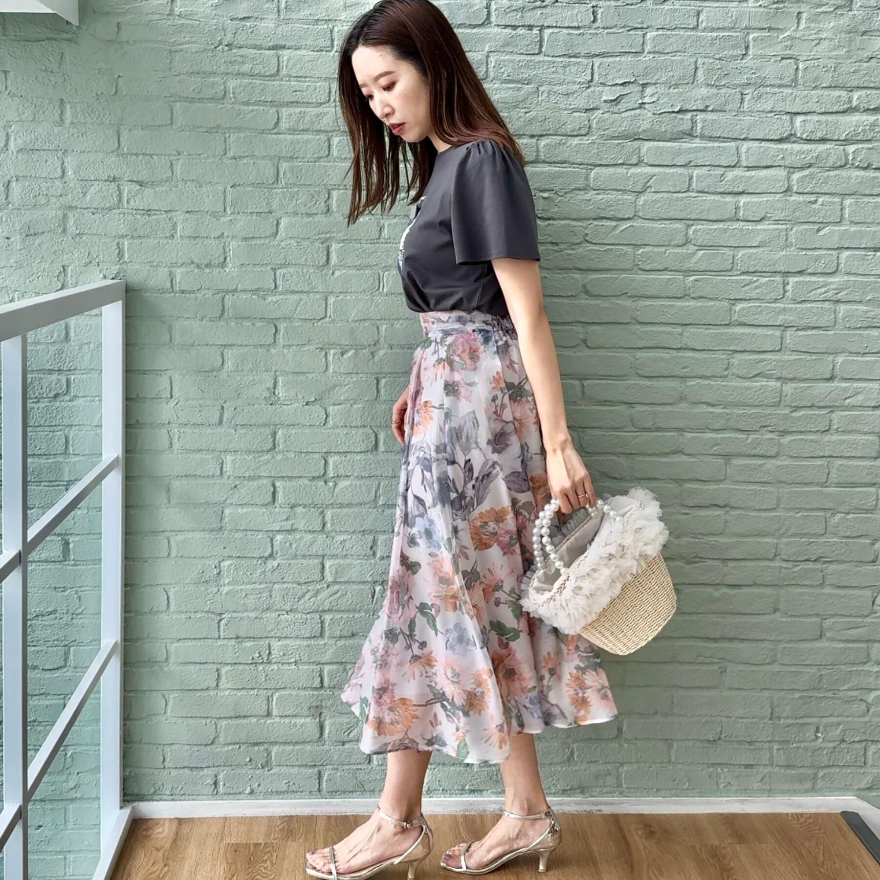 Couture broach「【一枚で着映える・華やか・上品】Summerオーガンフルールスカート」|スカート|