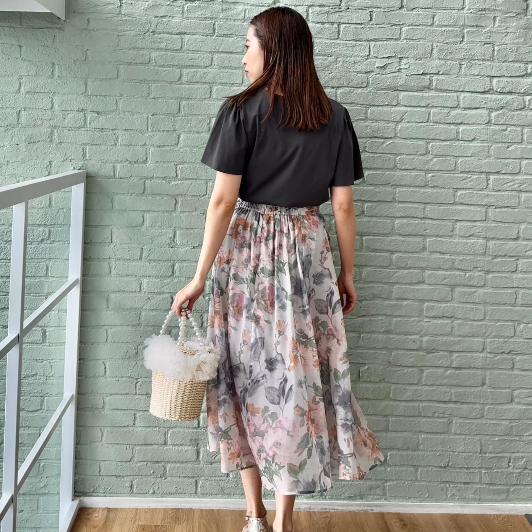 Couture broach「【一枚で着映える・華やか・上品】Summerオーガンフルールスカート」|スカート|