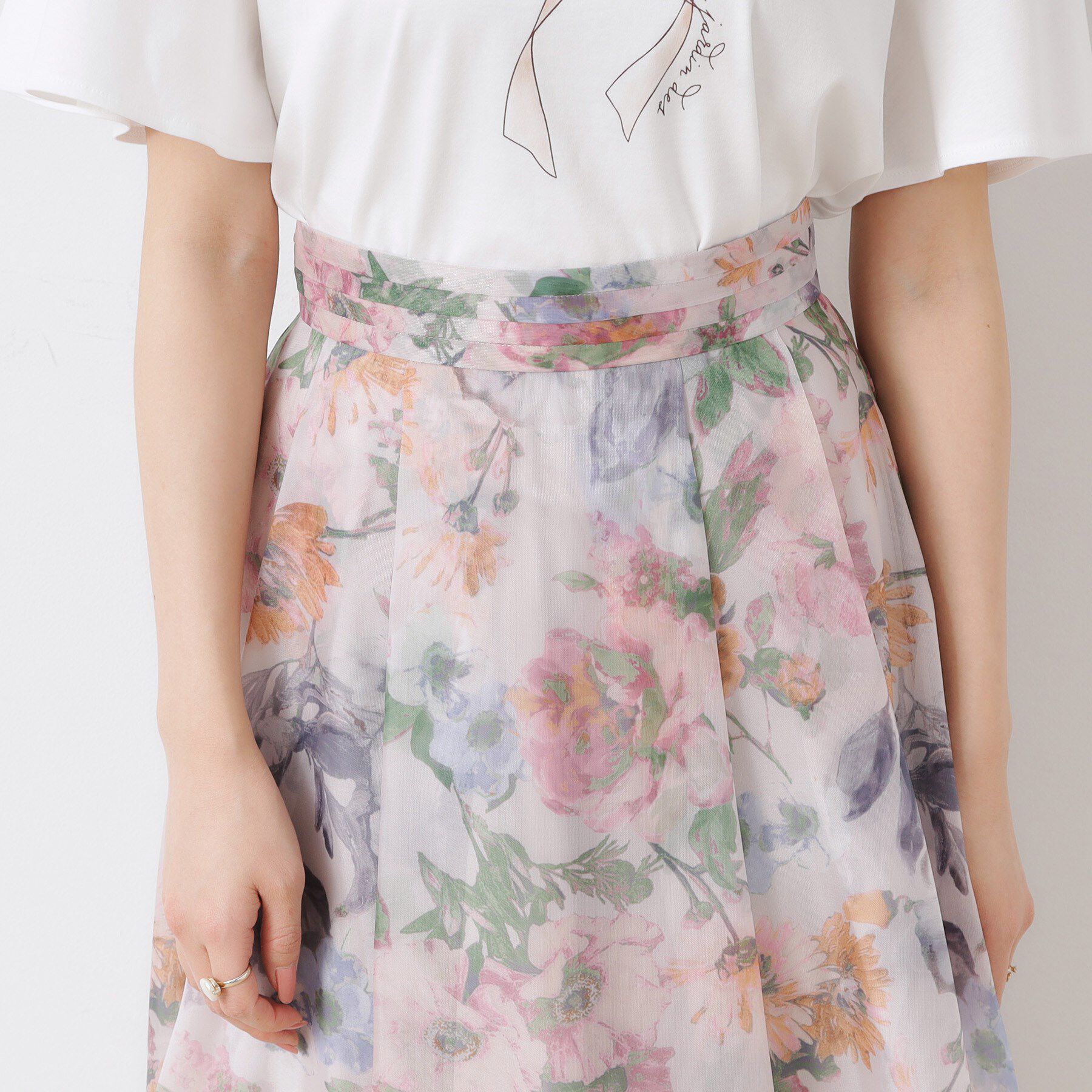 Couture broach「【一枚で着映える・華やか・上品】Summerオーガンフルールスカート」|スカート|