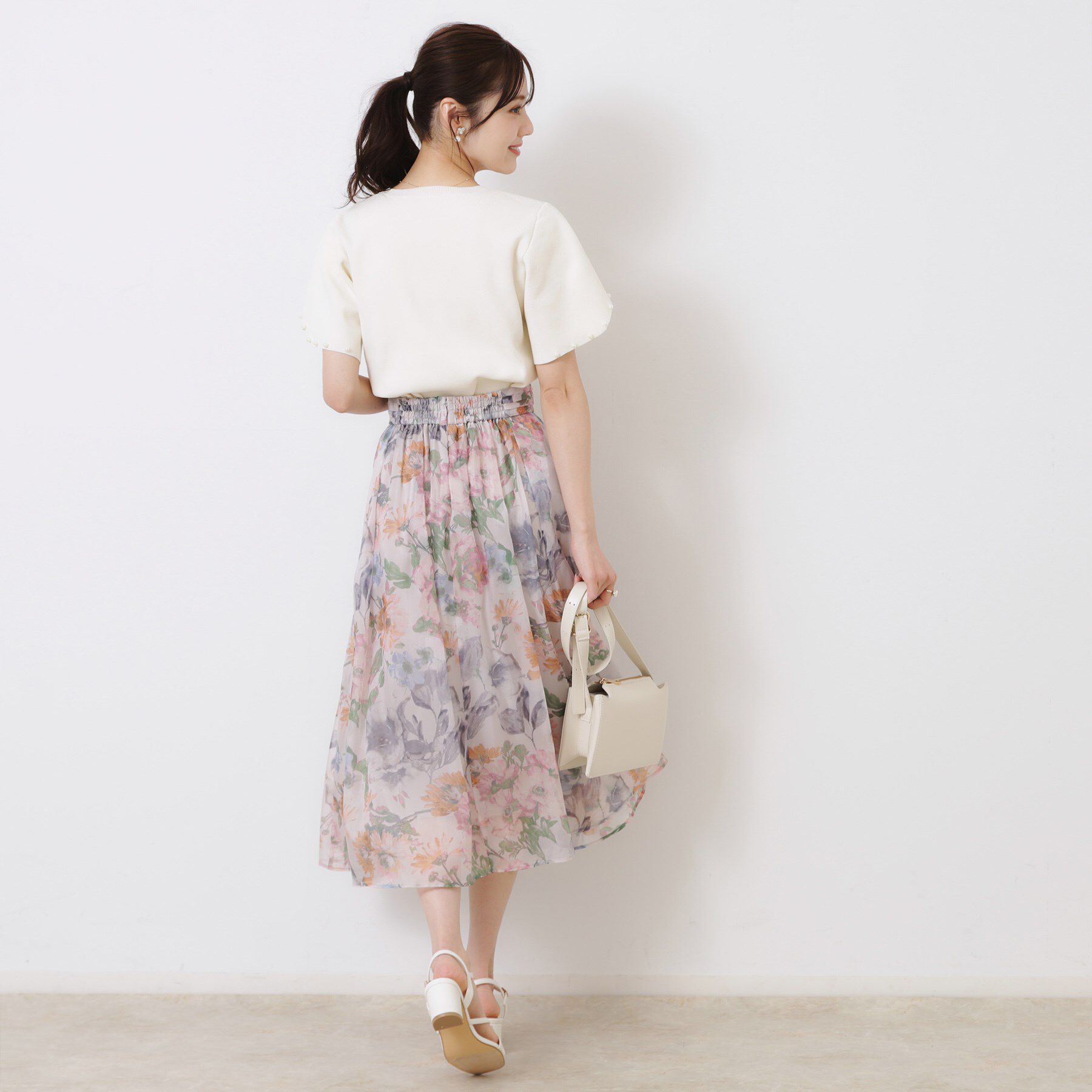 Couture broach「【一枚でキマる・華やか】パール調付チューリップ袖ニット」|ニット・セーター|