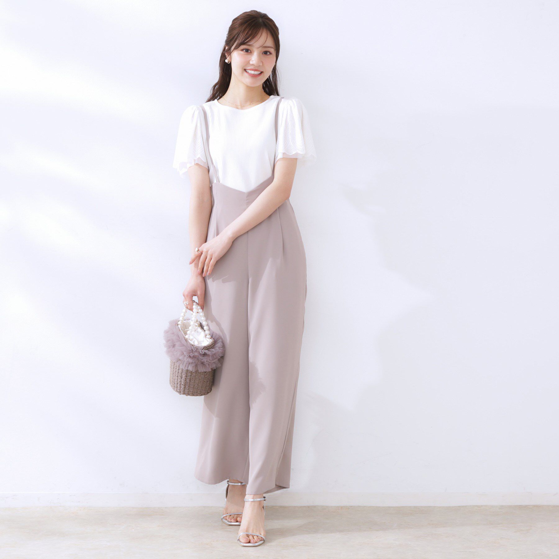 Couture broach「【二の腕カバー・通勤】レース袖テレコトップス」|Tシャツ・カットソー|