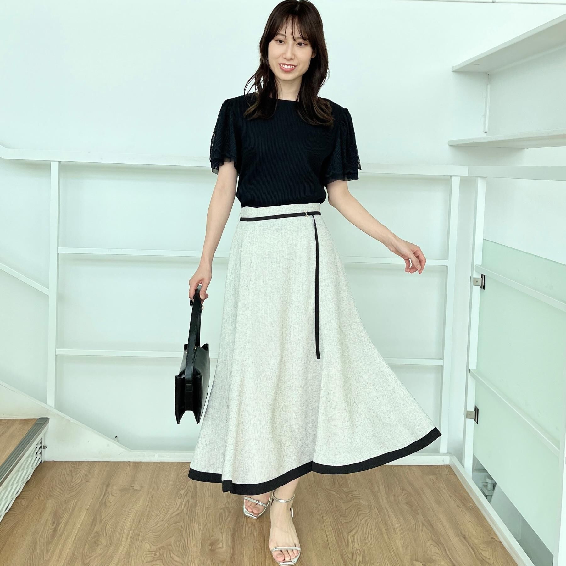 Couture broach「【二の腕カバー・通勤】レース袖テレコトップス」|Tシャツ・カットソー|