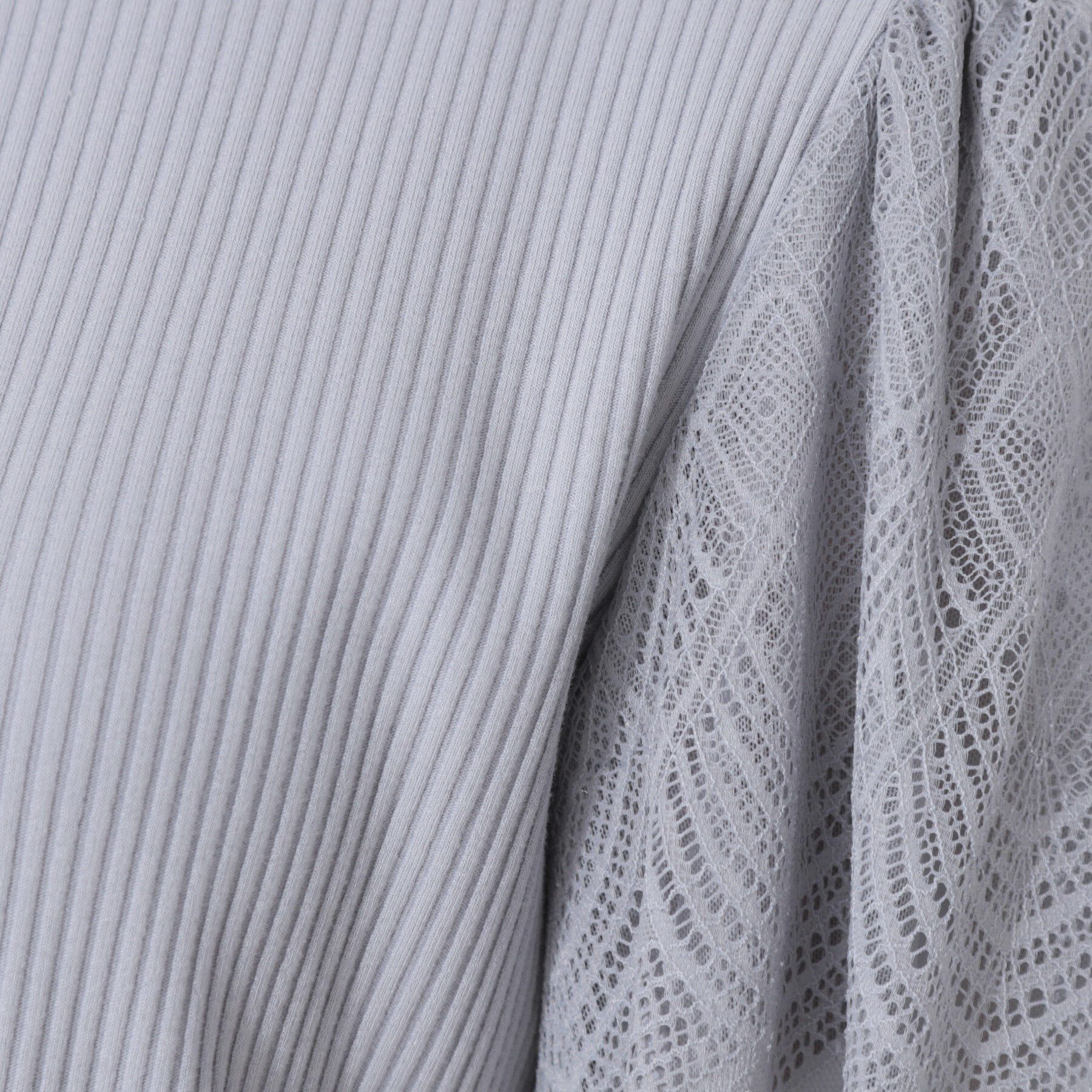 Couture broach「【二の腕カバー・通勤】レース袖テレコトップス」|Tシャツ・カットソー|