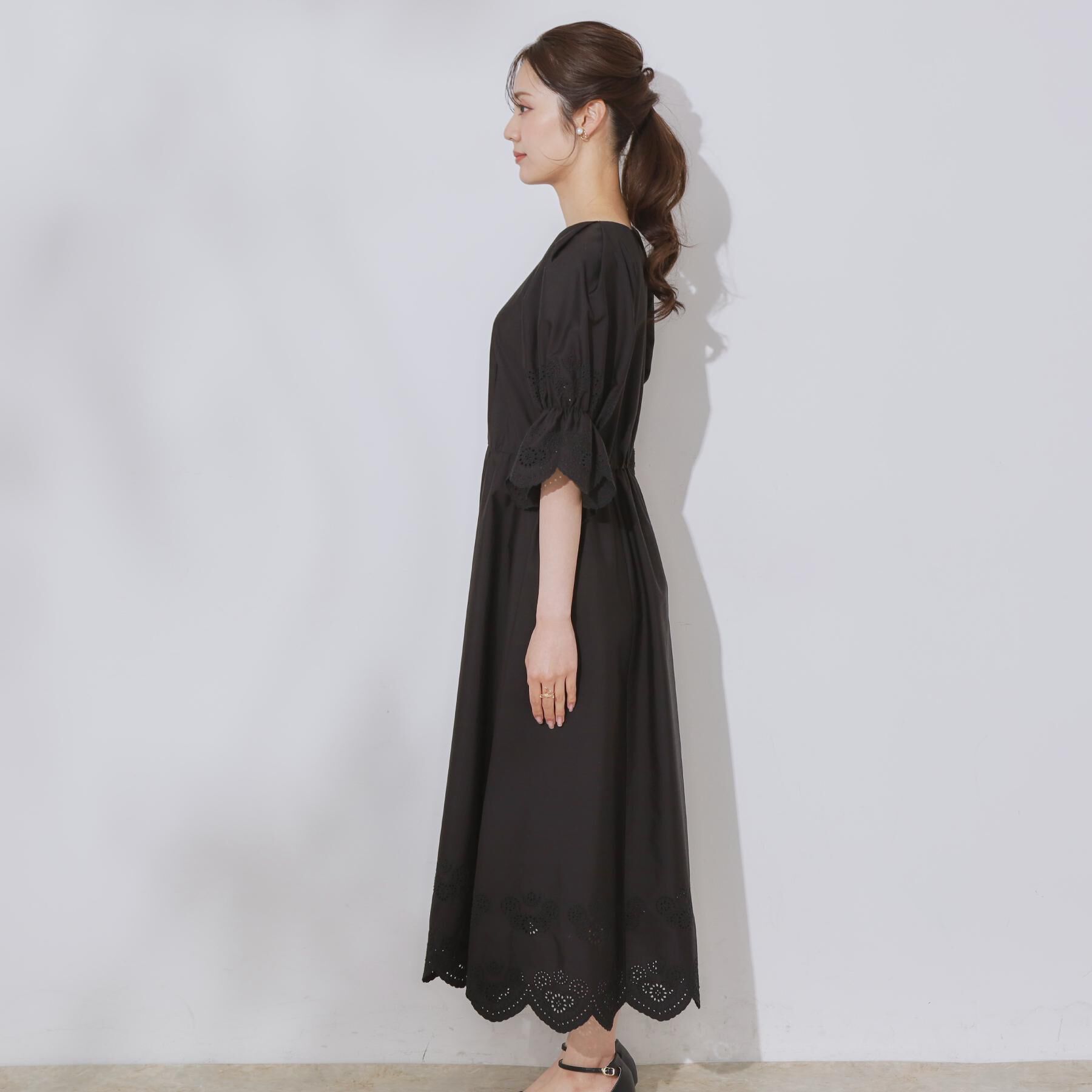 Couture broach「【きれいめ・二の腕カバー】エシカルコットン エンブロドルマンワンピース」|ワンピース|