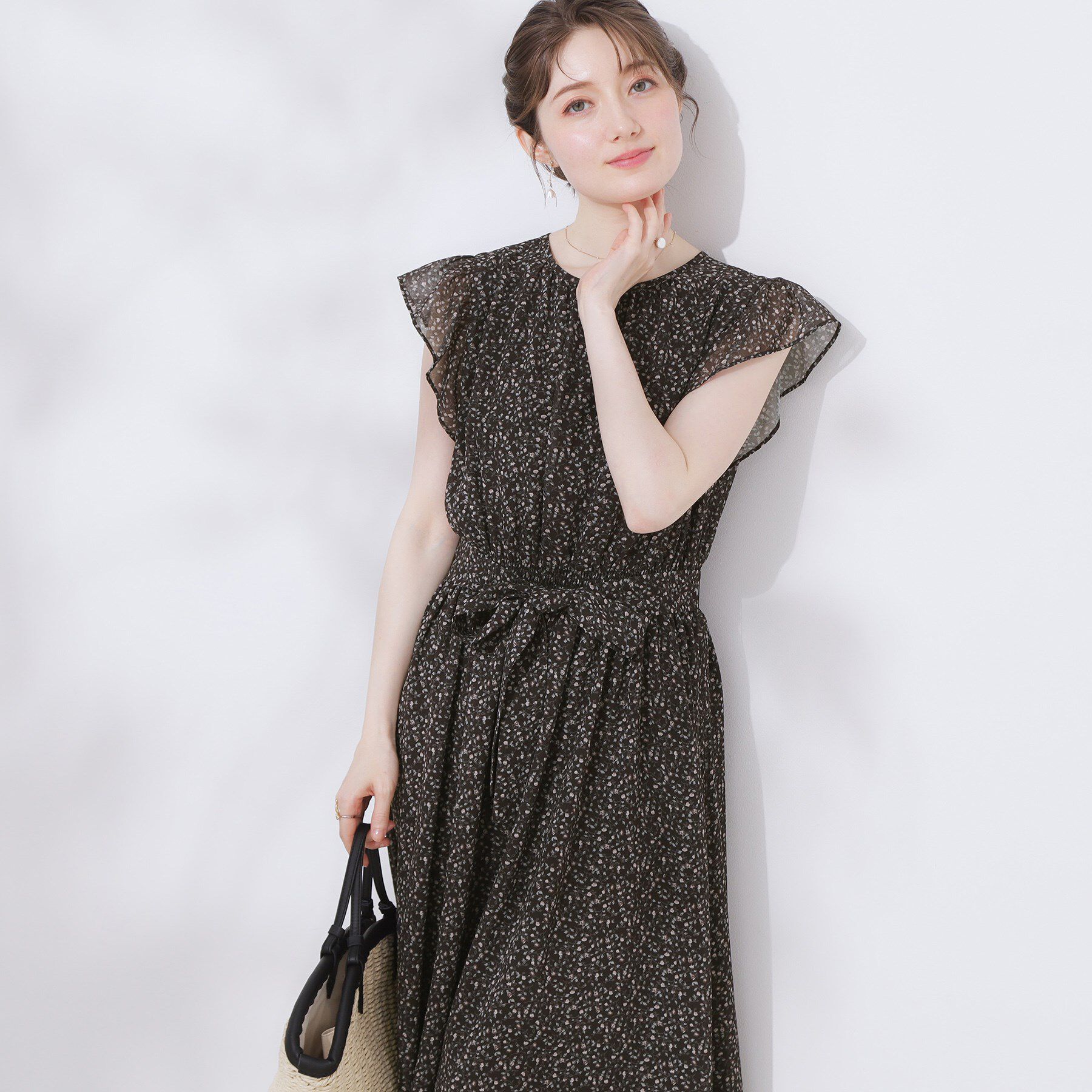 Couture broach「【一枚で着映える・楽ちん・ドライタッチ】フリルスリーブワンピース」|ワンピース|