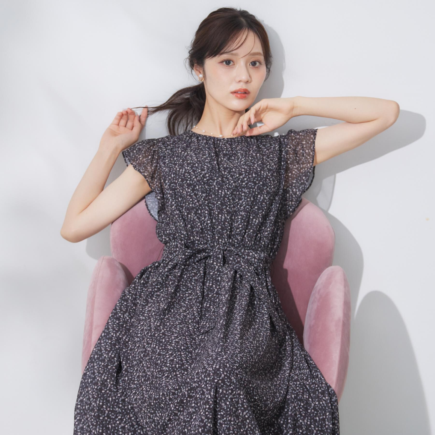 Couture broach「【一枚で着映える・楽ちん・ドライタッチ】フリルスリーブワンピース」|ワンピース|