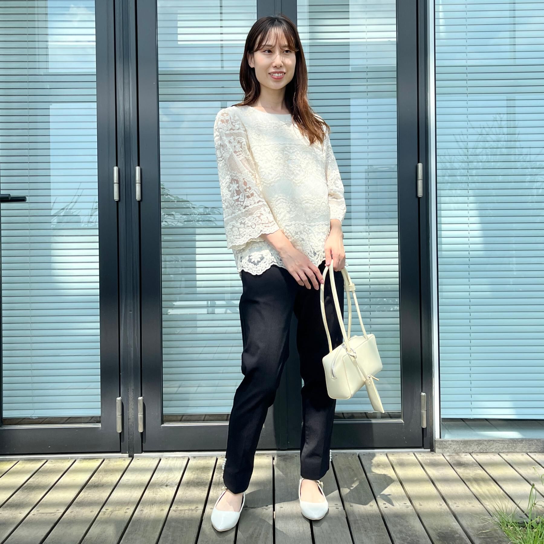 Couture broach「【一枚で着映える・高見え】刺繍レースフレアー袖ブラウス」|シャツ・ブラウス|