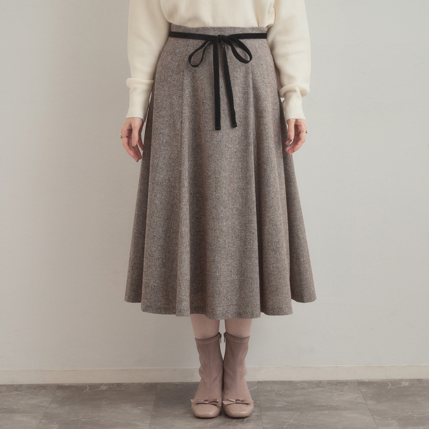 Couture broach「【通勤・大人上品】ラメツイード フレアスカート」|スカート|