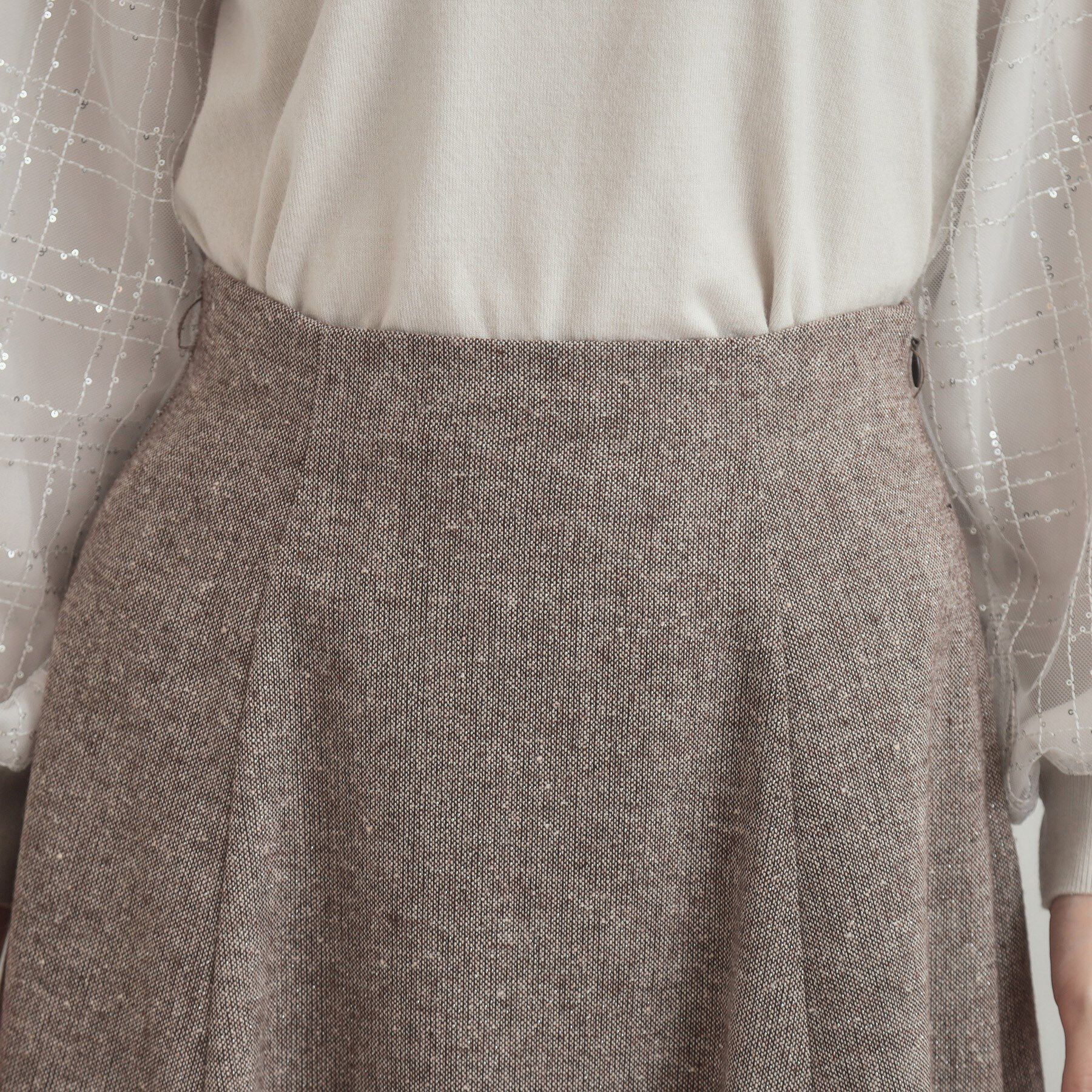 Couture broach「【通勤・大人上品】ラメツイード フレアスカート」|スカート|