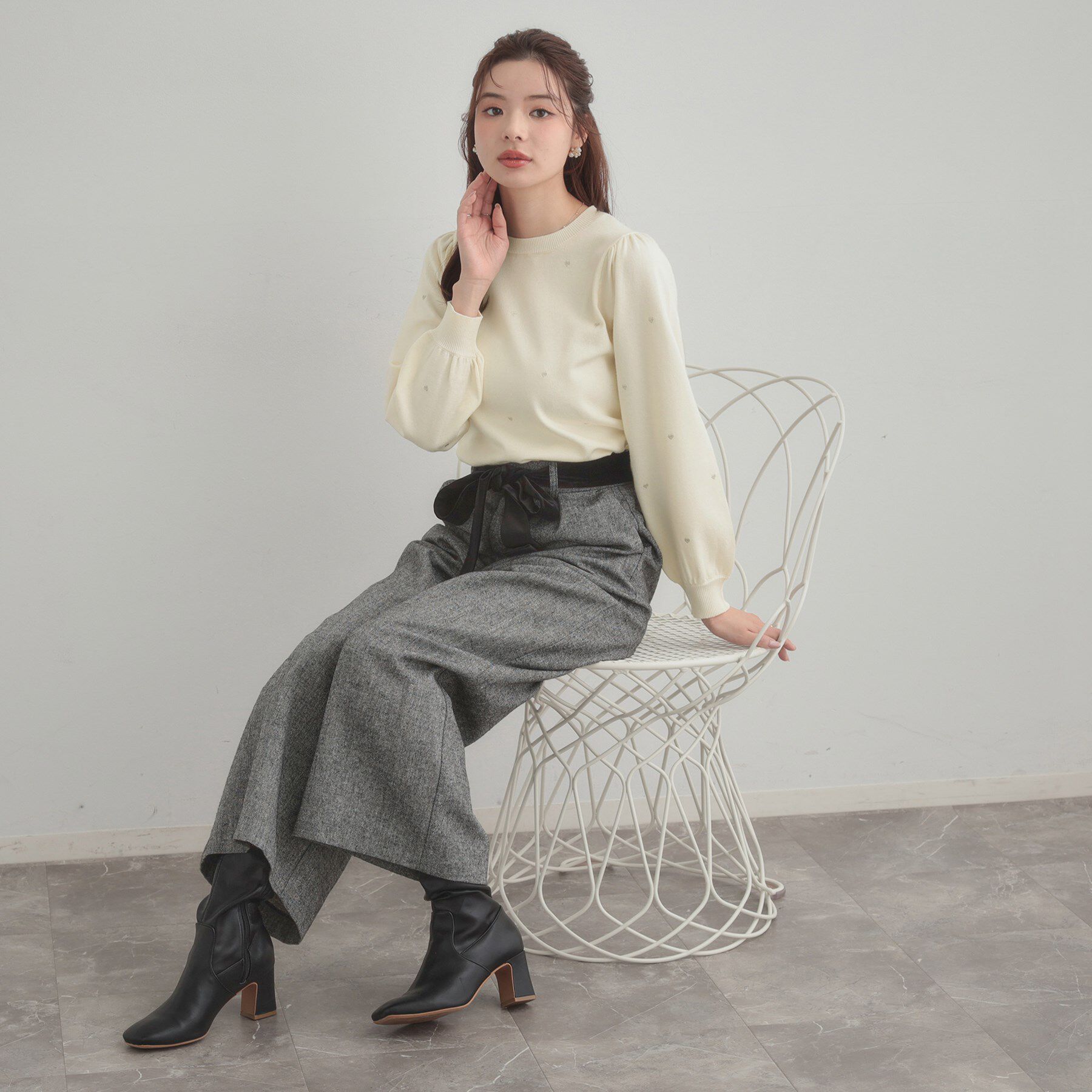 Couture broach「【着映え】ハートドットラメ刺繍ニット」|ニット・セーター|