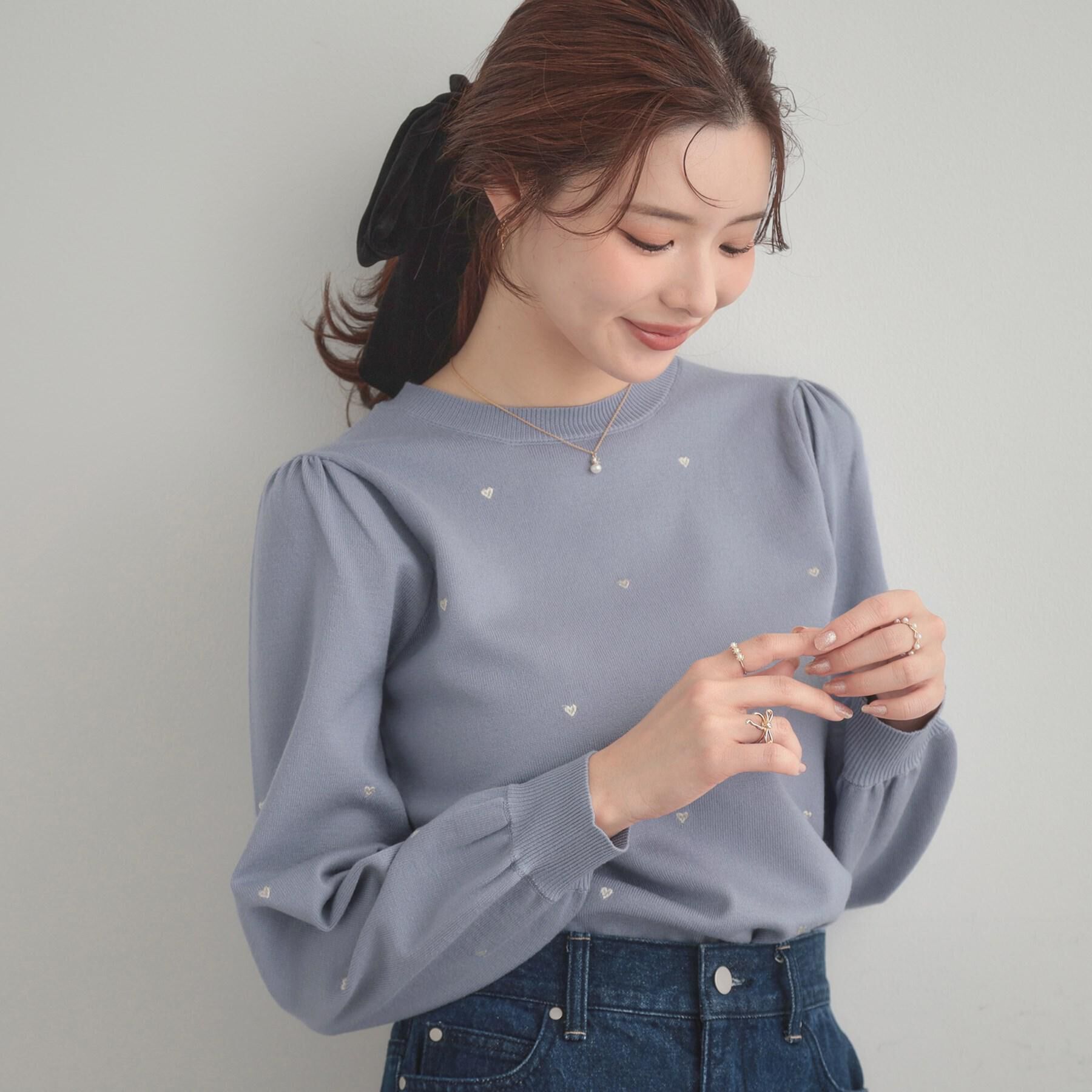 Couture broach「【着映え】ハートドットラメ刺繍ニット」|ニット・セーター|