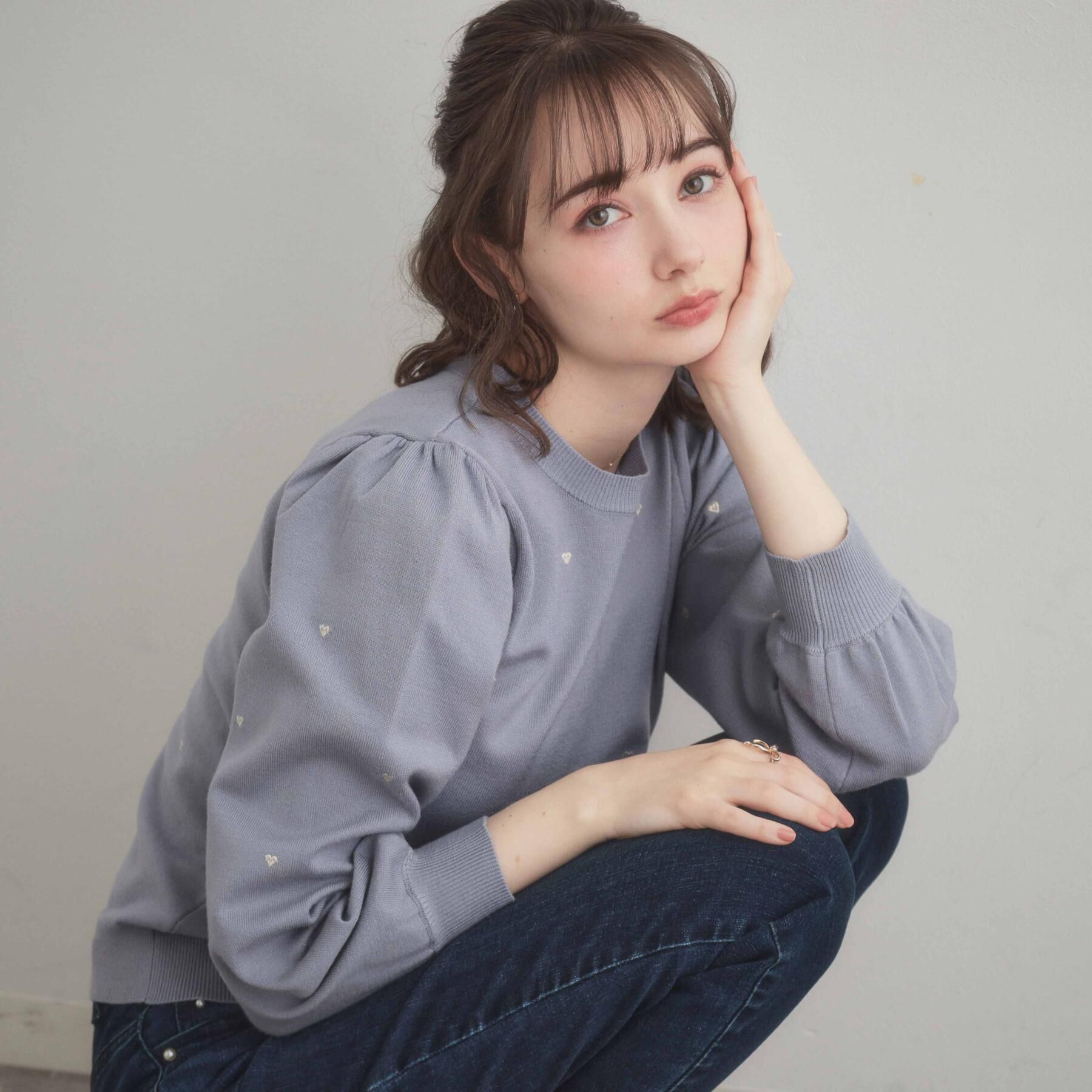 Couture broach「【着映え】ハートドットラメ刺繍ニット」|ニット・セーター|