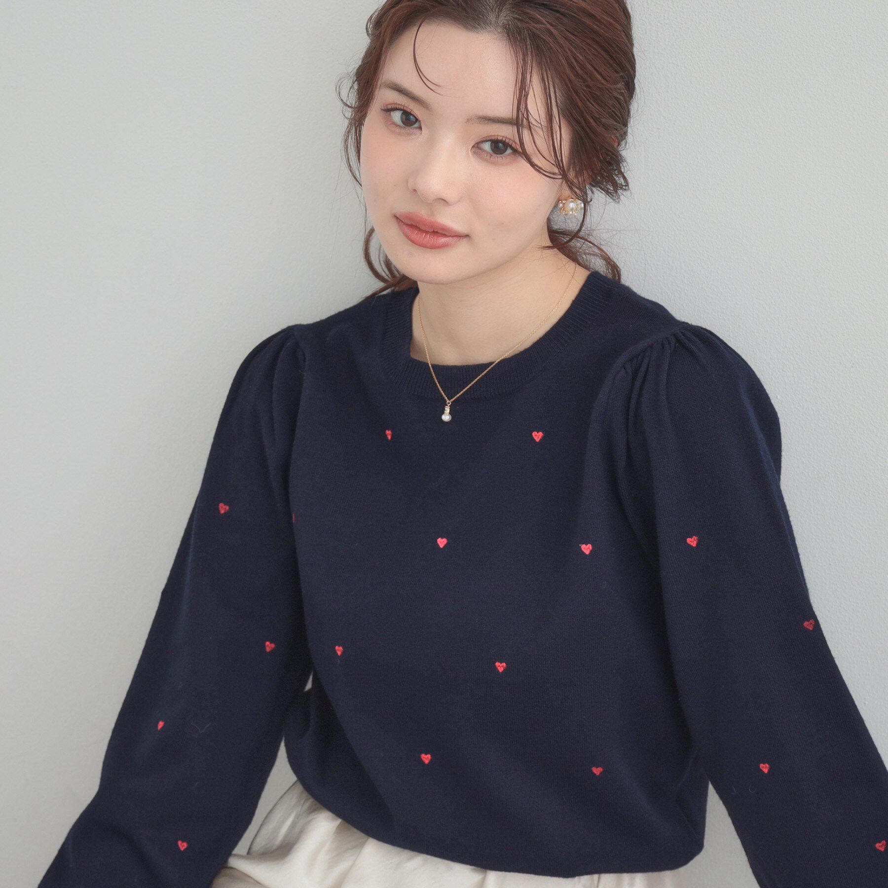 Couture broach「【着映え】ハートドットラメ刺繍ニット」|ニット・セーター|