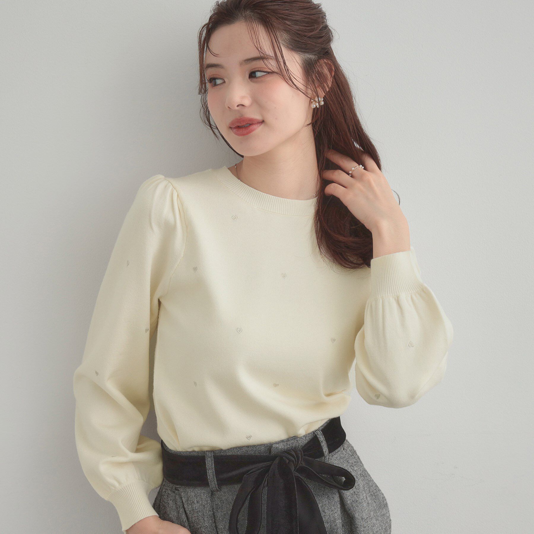 Couture broach「【着映え】ハートドットラメ刺繍ニット」|ニット・セーター|