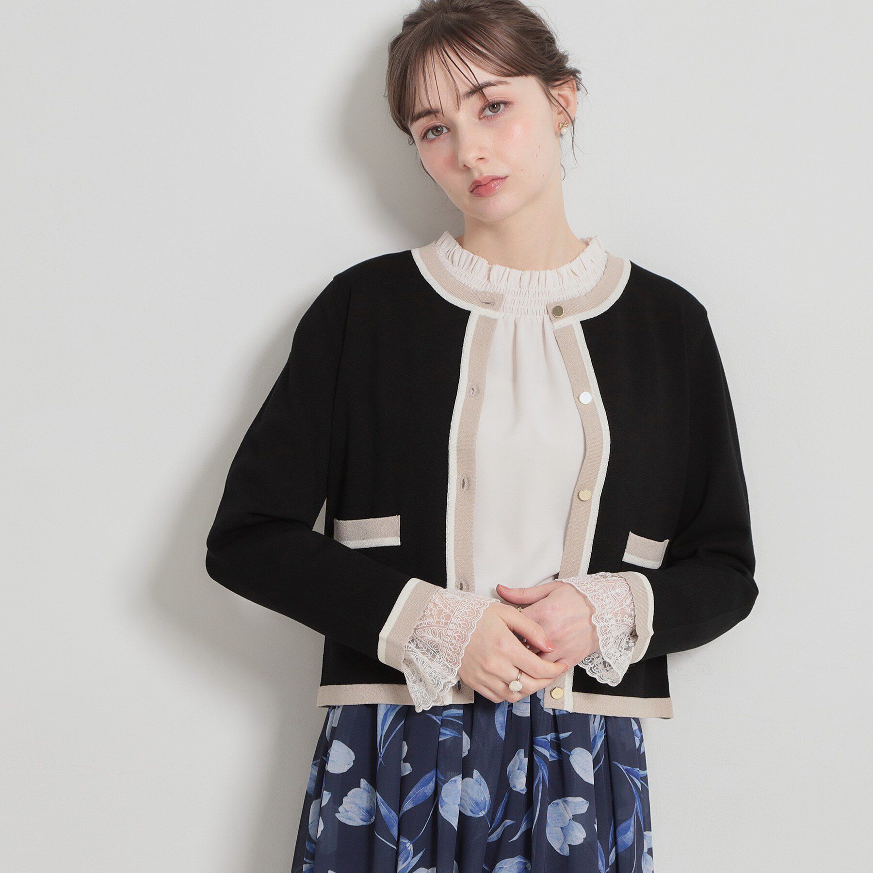 Couture broach「【洗える・着映え】SPRING配色カーディガン」|カーディガン|