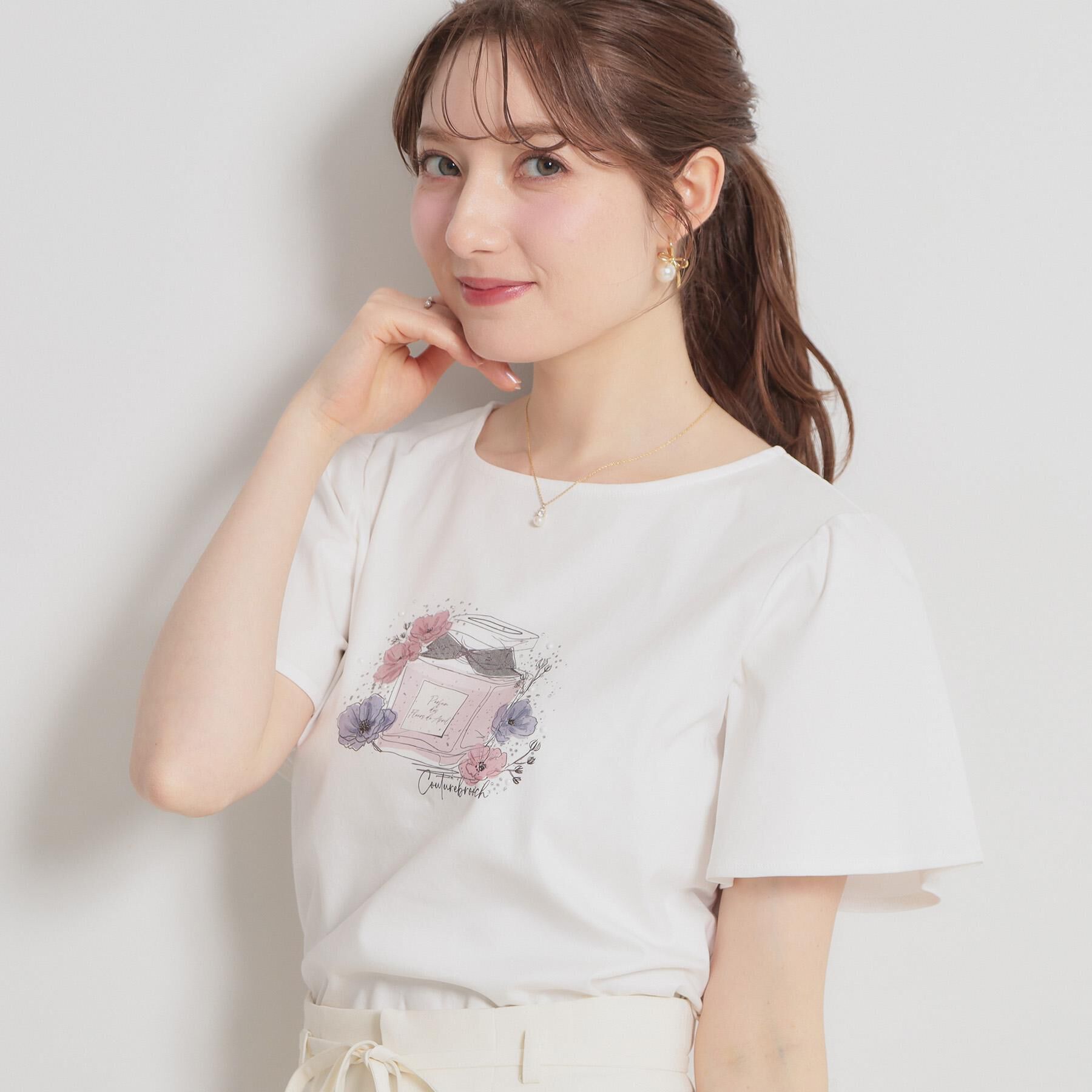 Couture broach「【接触冷感・UVカット】パフュームプリントTシャツ」|Tシャツ・カットソー|