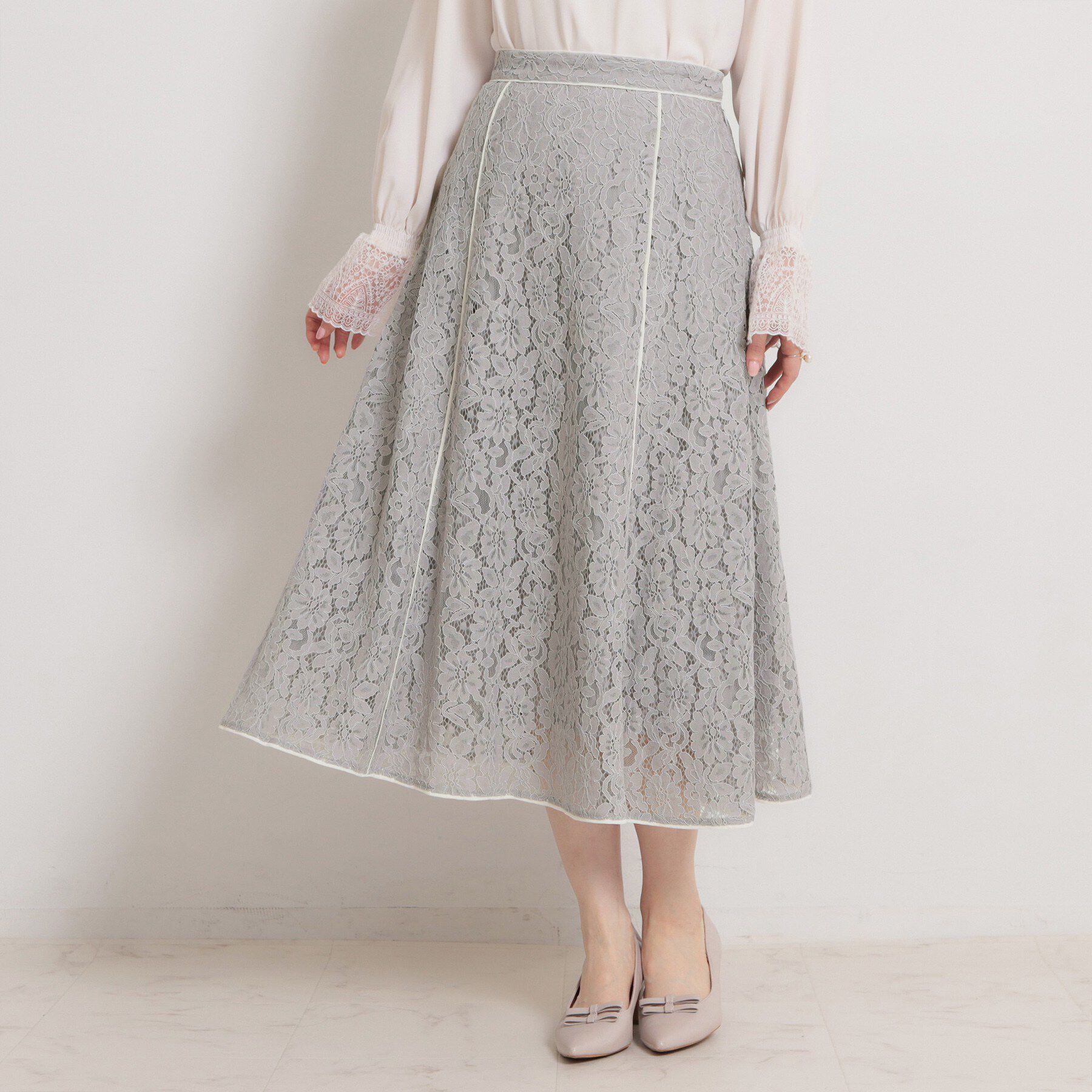 Couture broach「【洗える】コードフラワーレース スカート」|スカート|