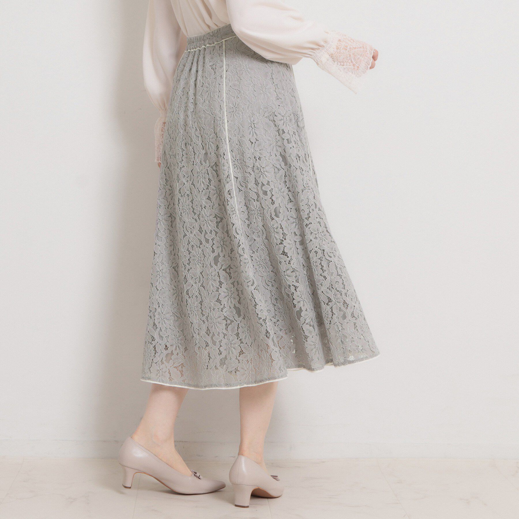 Couture broach「【洗える】コードフラワーレース スカート」|スカート|