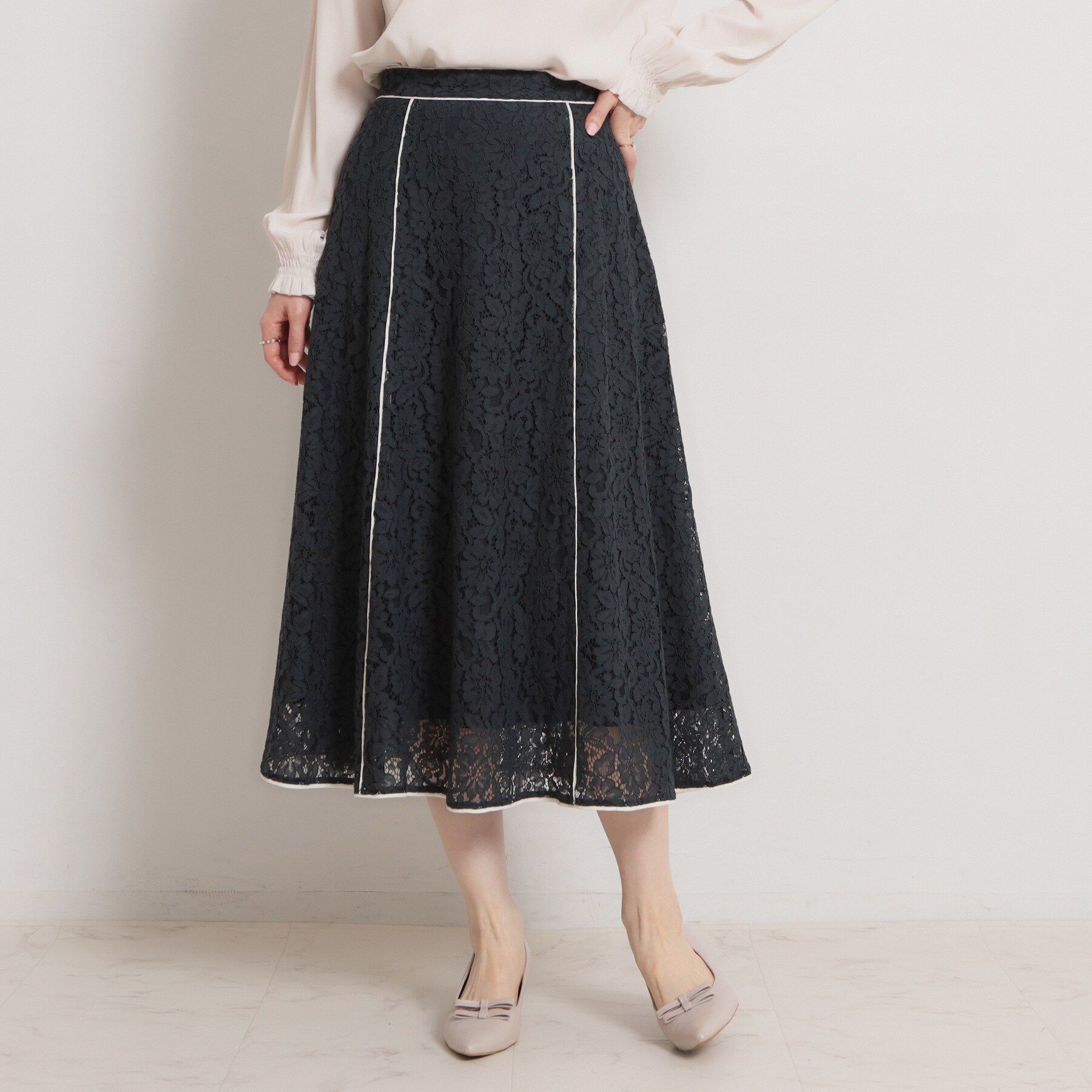 Couture broach「【洗える】コードフラワーレース スカート」|スカート|